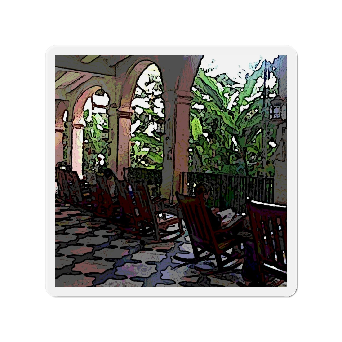 Die-Cut Magnets ... Lanai & Rocking Chairs At: 'The Pink Palace' ... The Royal Hawai'ian ... Honolulu, HI ... '27Oct2014' ... Original Works ...