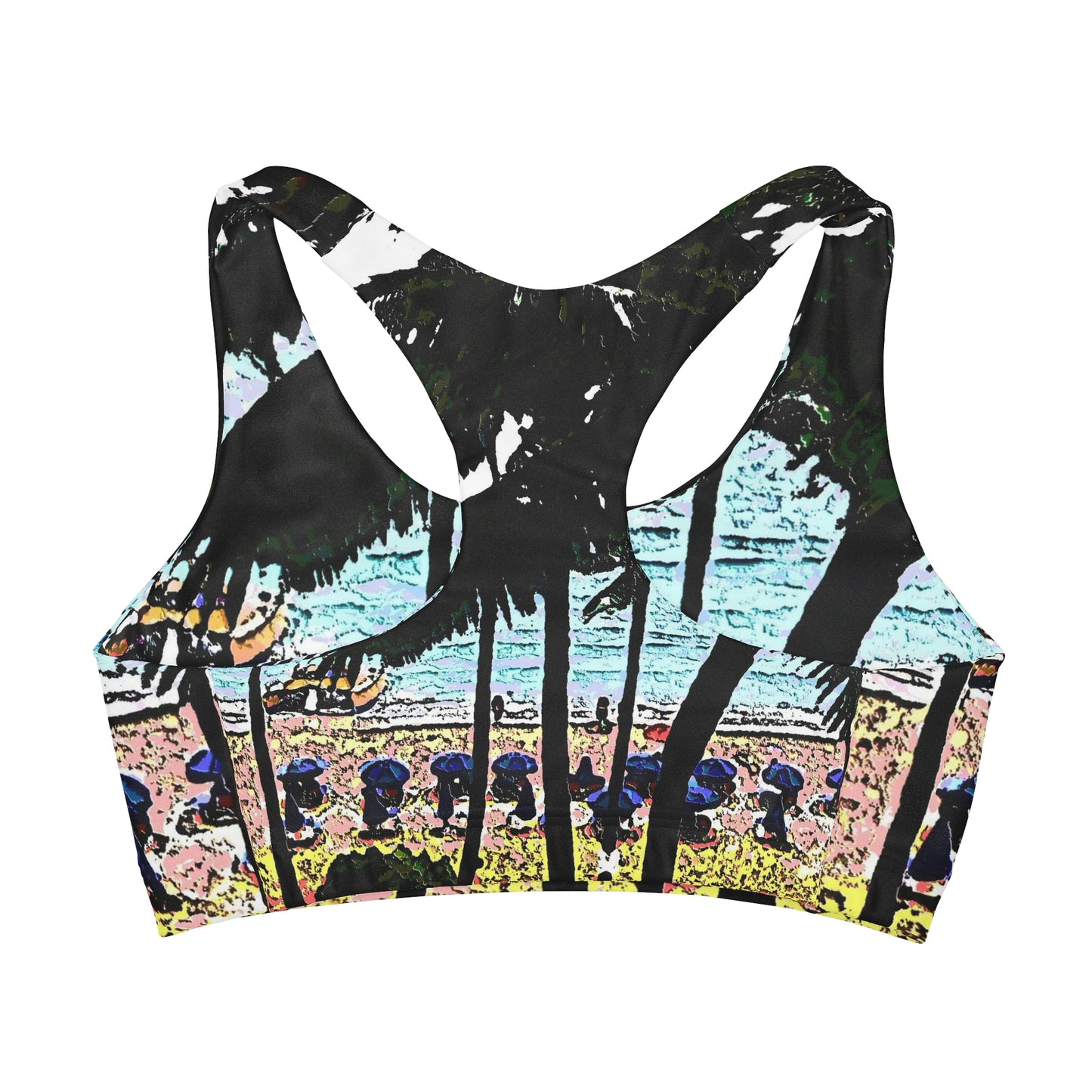 Girls' Double Lined Seamless Sports Bra ...  "A Beautiful Beach Amongst The Palms" ... The Outrigger Waikiki, Honolulu, Oahu ... Original Works ...