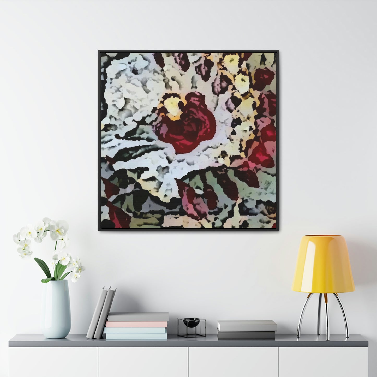 Gallery Canvas Wraps, Square Frame ... "A Friendly Flower" ... Pointsettia 'Pointing' ... Original Works ... (Supplied Photograph) ...