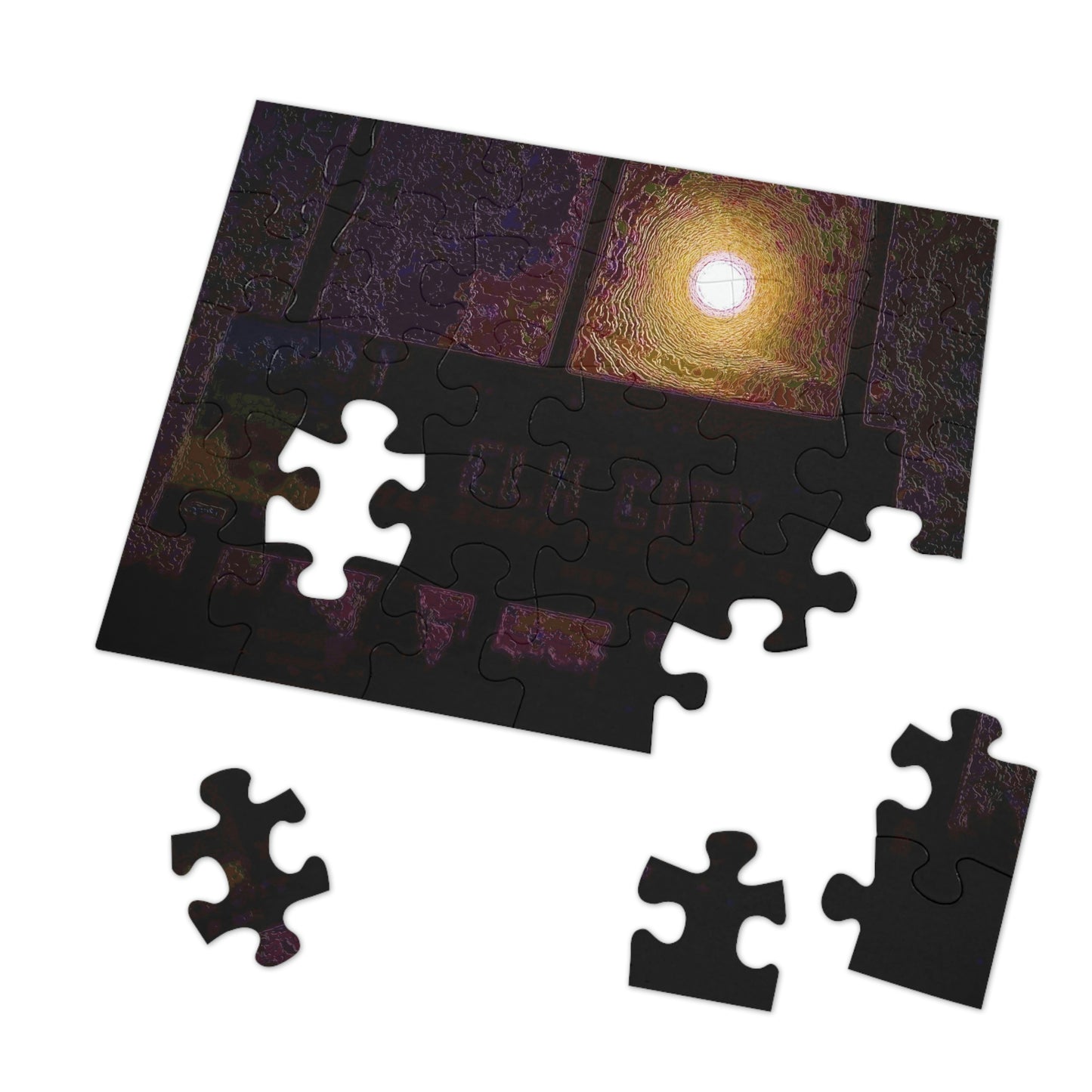 Jigsaw Puzzle (30, 110, 252, 500,1000-Piece) ... Car Approaches From The Stern ... Moon Ascendary From The Bow ... "Two Friendly Travellers On A Cold Night Near Elk City" ... C