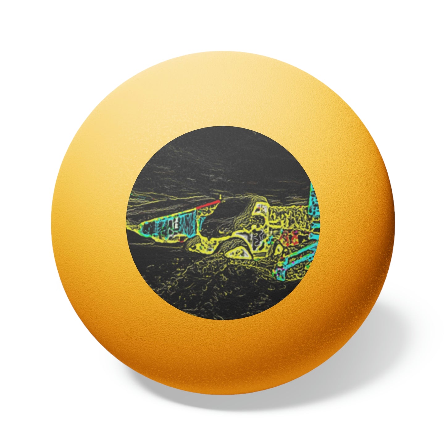 Ping Pong Balls, 6 pcs ... "Snow Vehicle In Snow Storm At-Rest" ... Circa 12Mar23 ... Central Idaho ... 18-Hours Rendering Time: Original Works ...