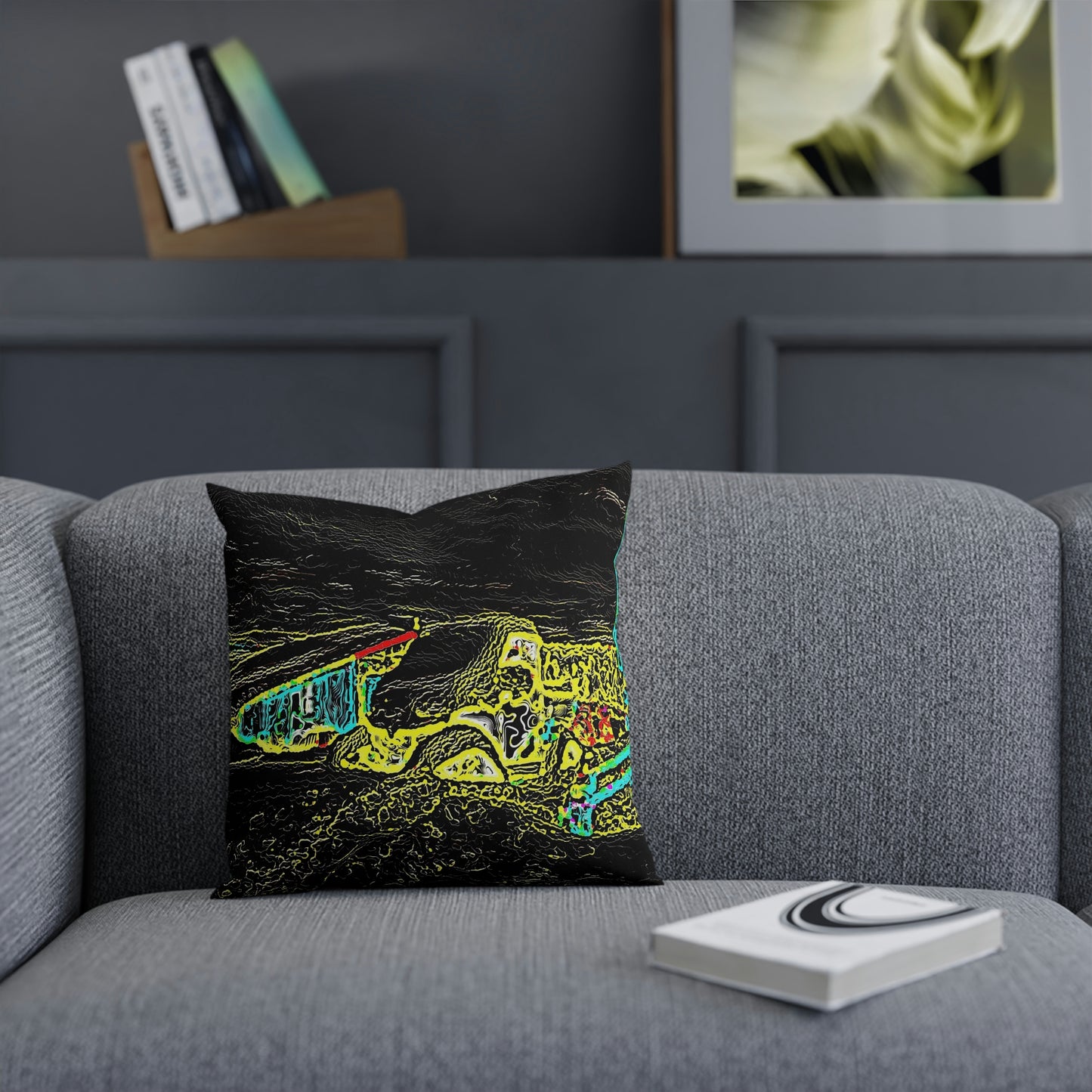 Cushion ...  "Snow Vehicle In Snow Storm At-Rest" ... Circa 12Mar23 ... Central Idaho ... 18-Hours Rendering Time: Original Works ...