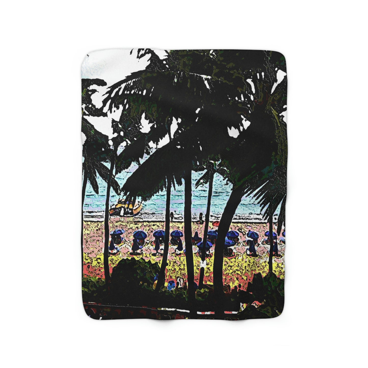 Sherpa Fleece Blanket ... "A Beautiful Beach Amongst The Palms" ... The Outrigger Waikiki, Honolulu, Oahu ... Original Works ...