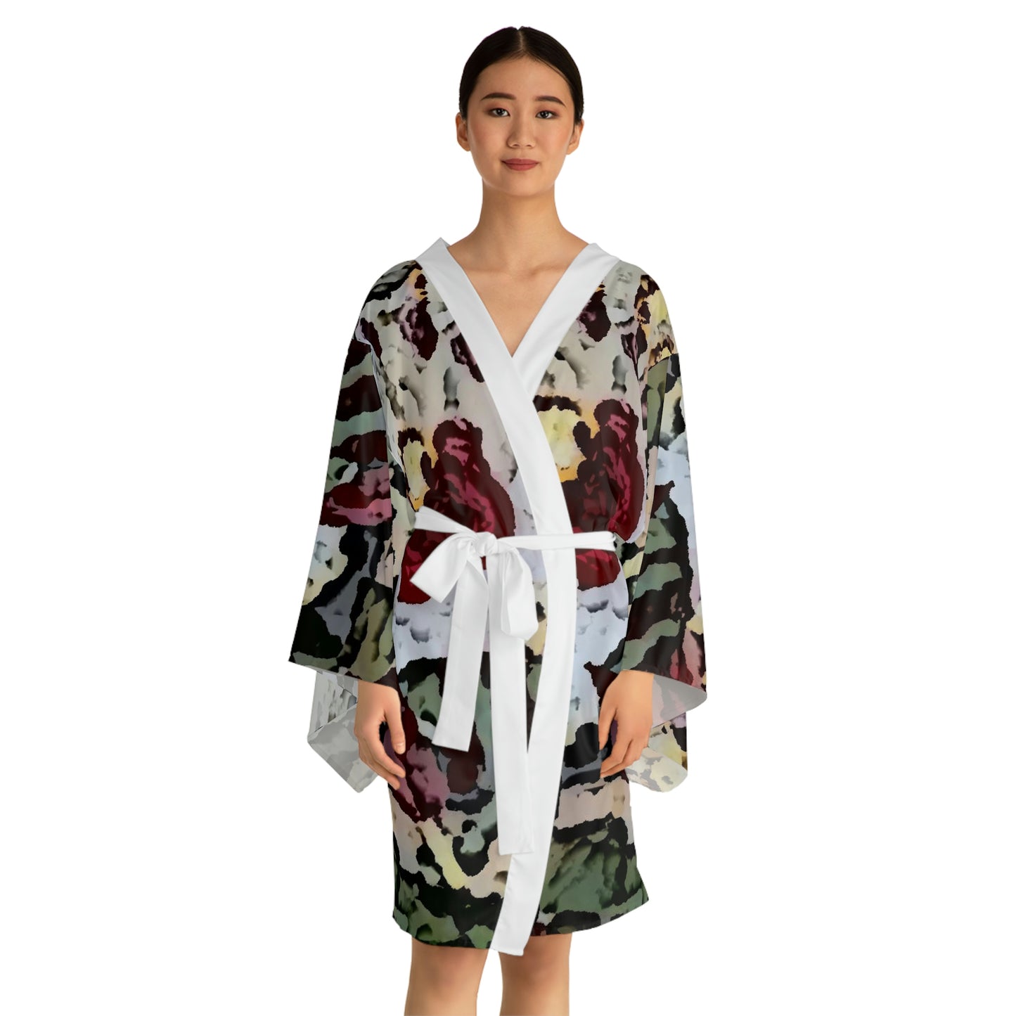 Long Sleeve Kimono Robe ... "A Friendly Flower" ... Pointsettia 'Pointing' ... Original Works ... (Supplied Photograph) ...