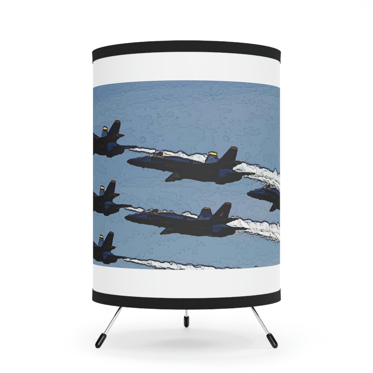 Tripod Lamp with High-Res Printed Shade, US\CA plug ... Seattle Seafair ..."Blue Angels Run Over Lake Washington" ... Circa Mid 1980's ... Dr FJ Holt ... Original Works ...
