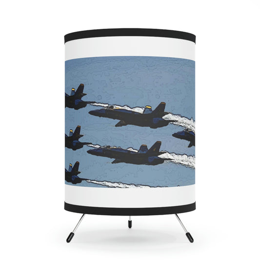 Tripod Lamp with High-Res Printed Shade, US\CA plug ... Seattle Seafair ..."Blue Angels Run Over Lake Washington" ... Circa Mid 1980's ... Dr FJ Holt ... Original Works ...