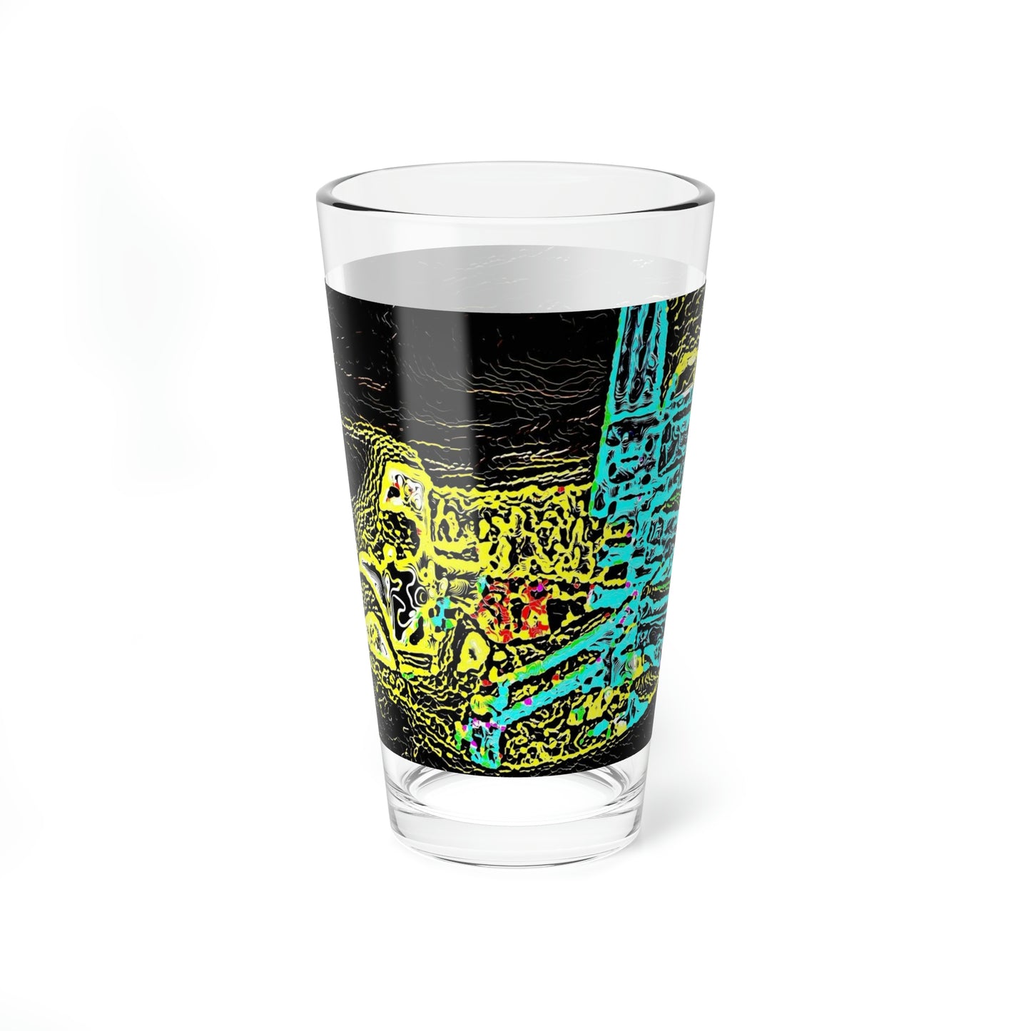 Mixing Glass, 16oz ... "Snow Vehicle In Snow Storm At-Rest" ... Circa 12Mar23 ... Central Idaho ... 18-Hours Rendering Time: Original Works ...