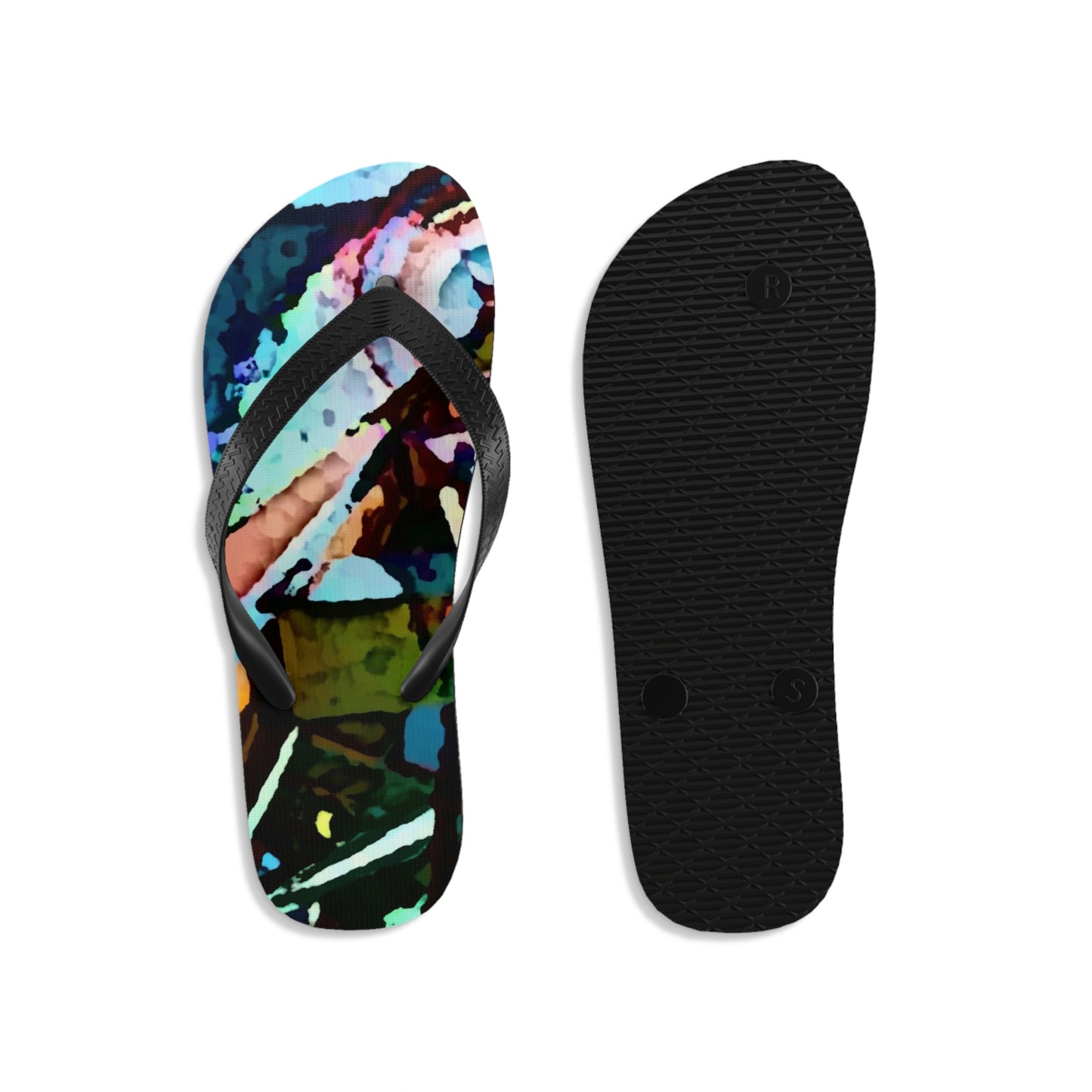 Unisex Flip-Flops ... "Seattle's World Fair" ... Below Space Needle 'Looking Up' ... On A Very Rainy Morning (Father's Family Photo). ... Original ...