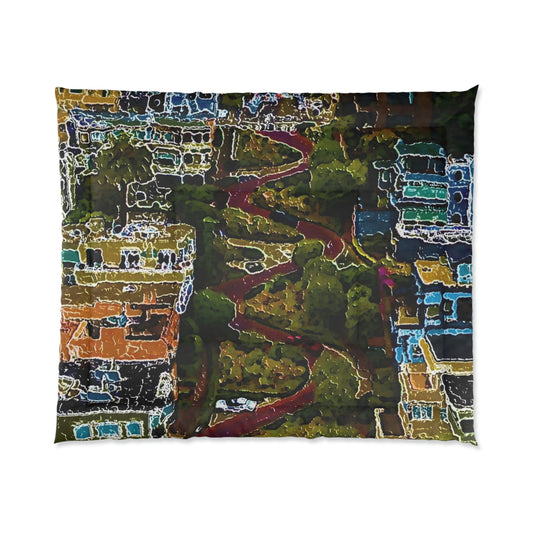 Comforter ... A Crazy Street ... 'Eight Winding Curve-Switchbacks' ... "Lombard Street, San Francisco, CA' ... Family Archives: 1970's ... Original Works ...