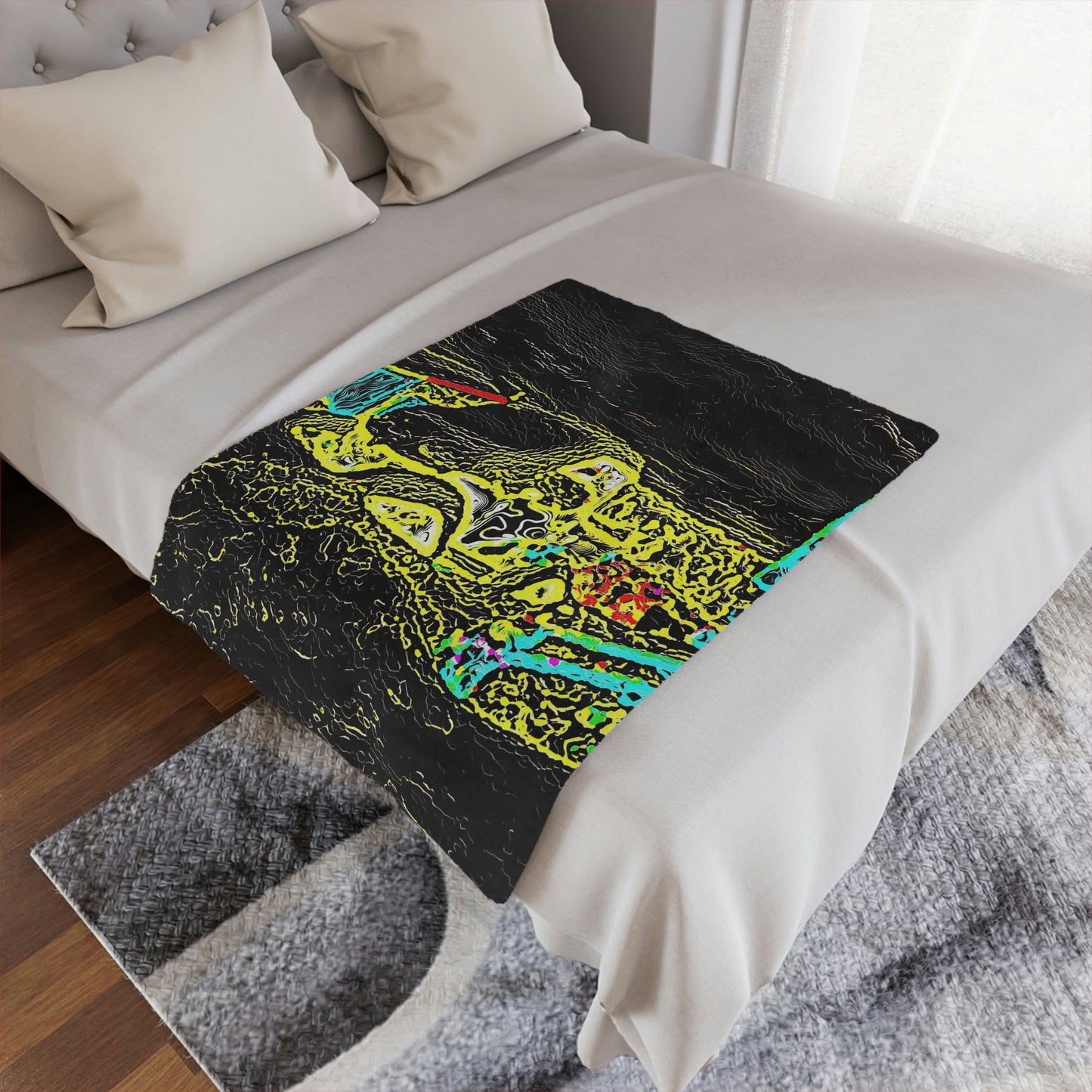 Minky Blanket ...  "Snow Vehicle In Snow Storm At-Rest" ... Circa 12Mar23 ... Central Idaho ... 18-Hours Rendering Time: Original Works ...