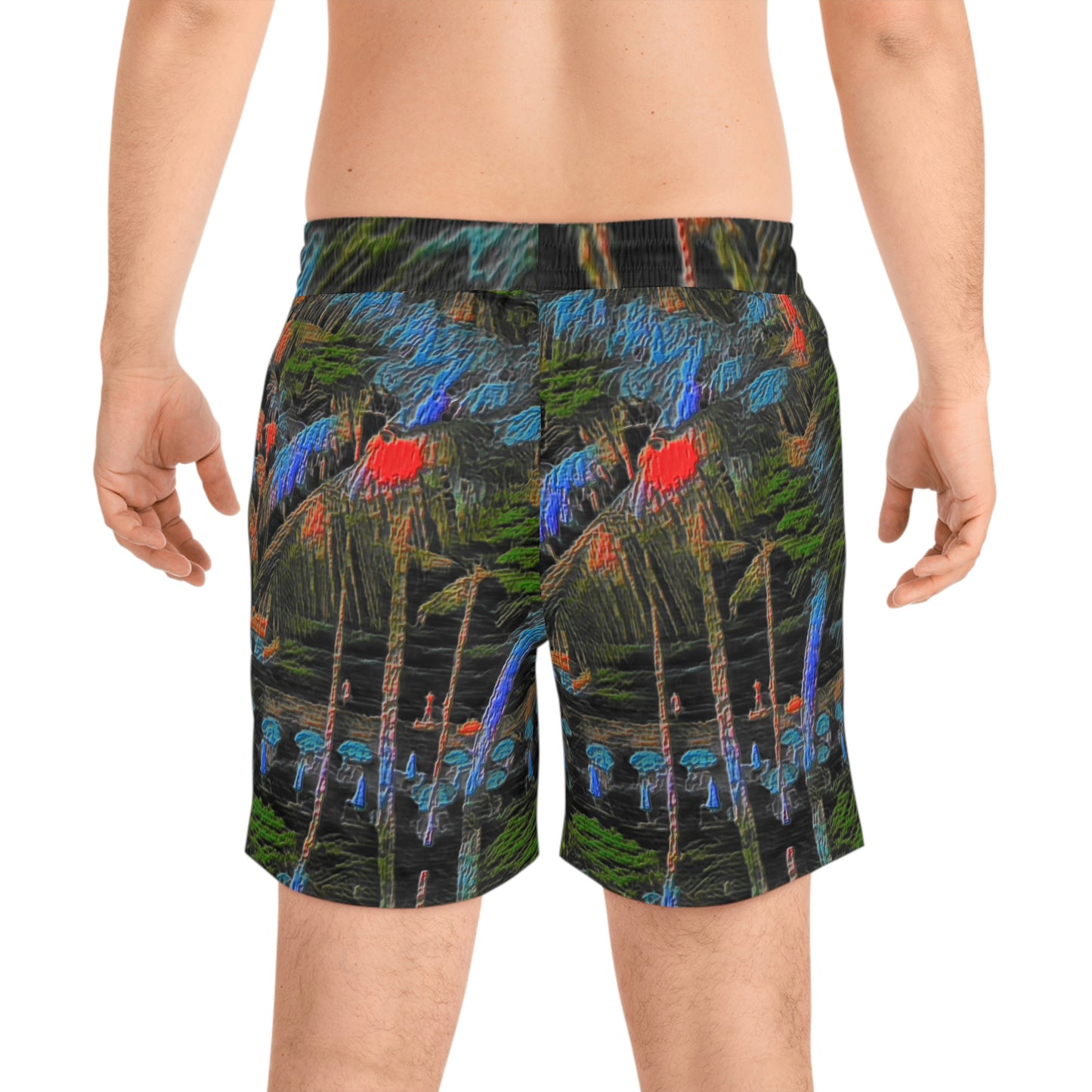 Men's Mid-Length Swim Shorts (AOP) ... "The Royal Hawai'ian: Waikiki Beach_Beach" ... Honolulu, HI ... October 2014 (Halloween) ... Original Works ...