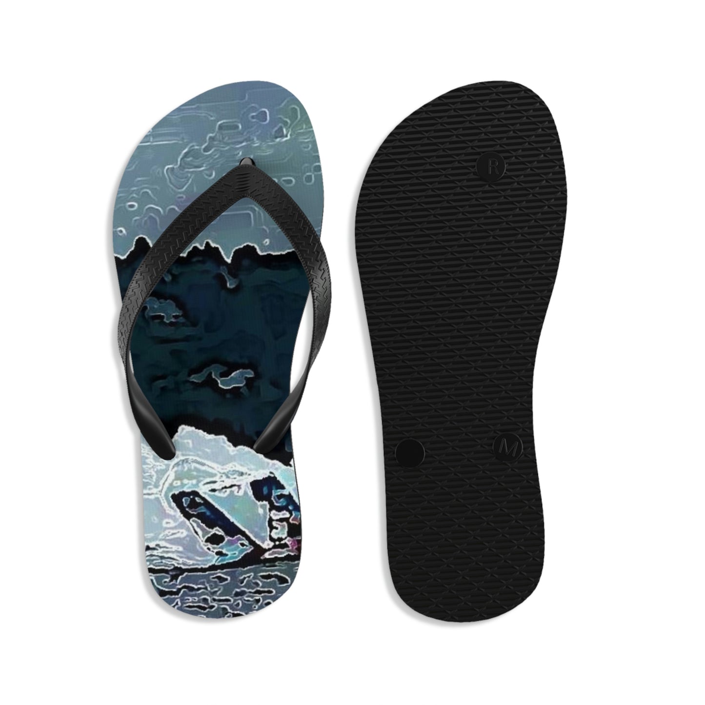 Unisex Flip-Flops ...  Seattle Columbia Cup On Lake Washington ... "Dave Wilcox Heads For The Win" ... Associate Gift-Photo ... Original Works ...