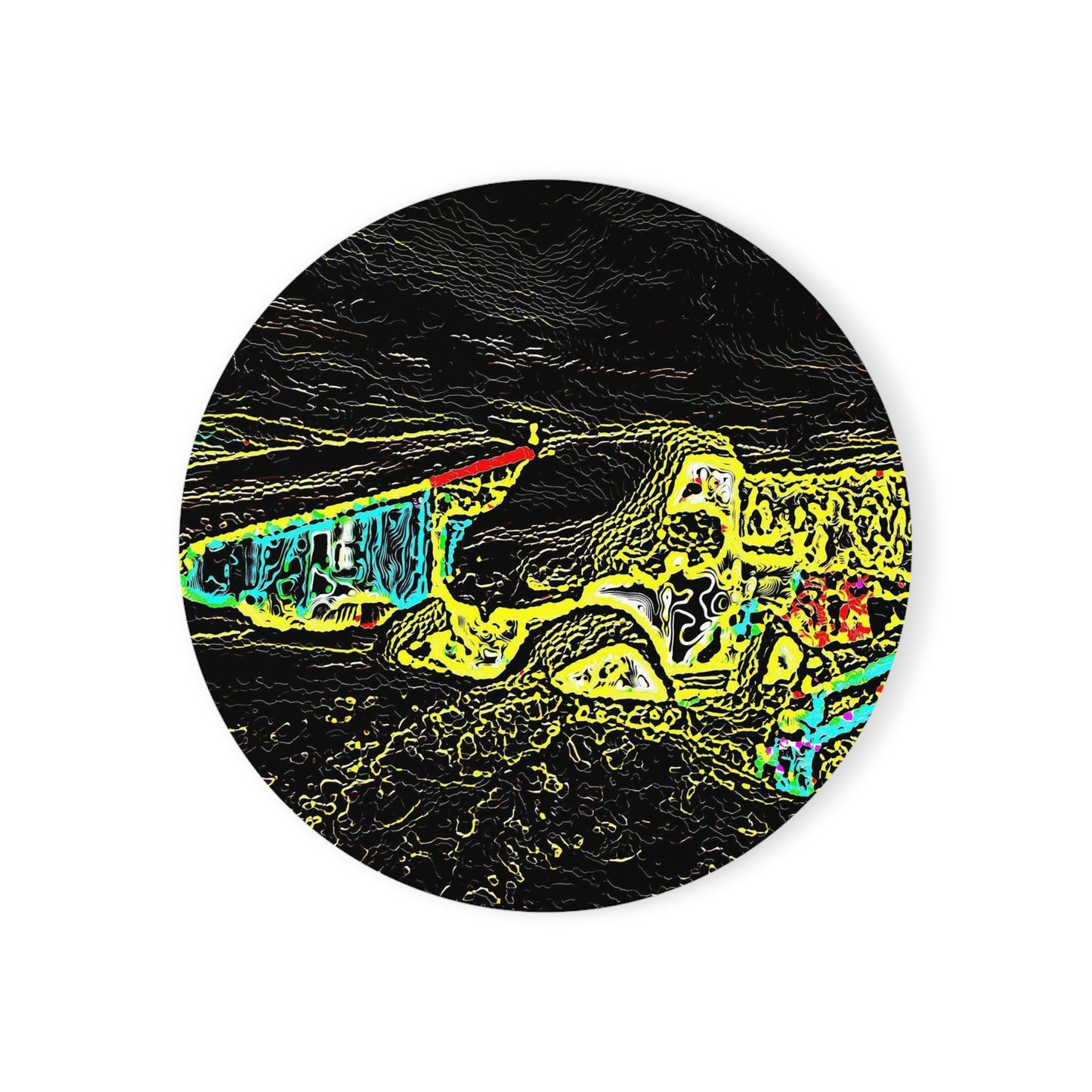 Cork Back Coaster ... "Snow Vehicle In Snow Storm At-Rest" ... Circa 12Mar23 ... Central Idaho ... 18-Hours Rendering Time: Original Works ...
