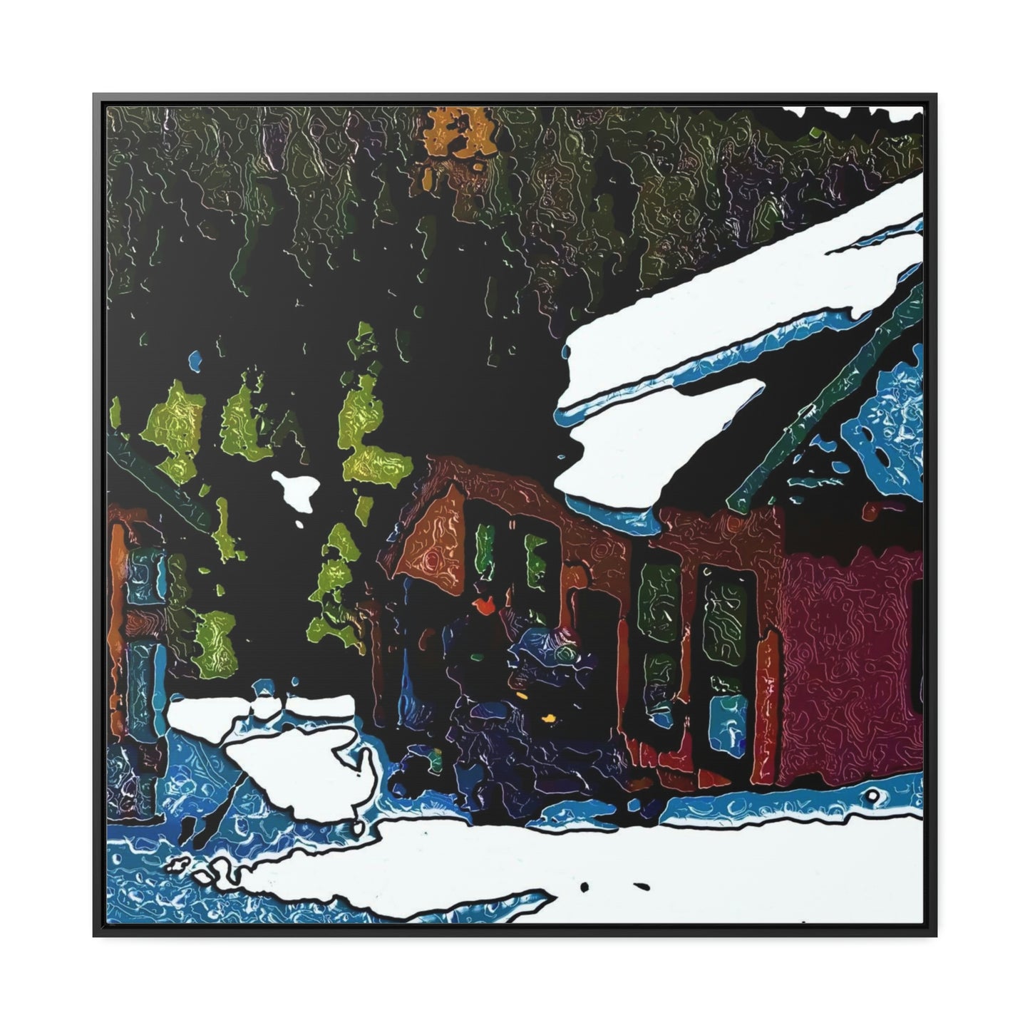 Gallery Canvas Wraps, Square Frame ... "A Rider Passeth-Through-It" ... Colors Galore & A Bit Of Impressionism ... Original Works. Winter 2021. Central Idaho. Rendering Time: 12 Hours ...