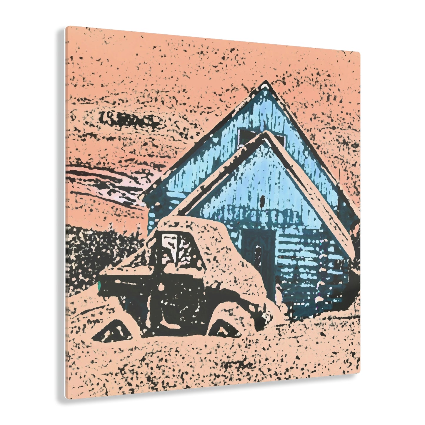 Acrylic Prints ... After An Intense Snow Storm ... 'Digging Out' ... A Vehicle & Cabin "In The Mountains" ... March 2023 ... Original Works ...