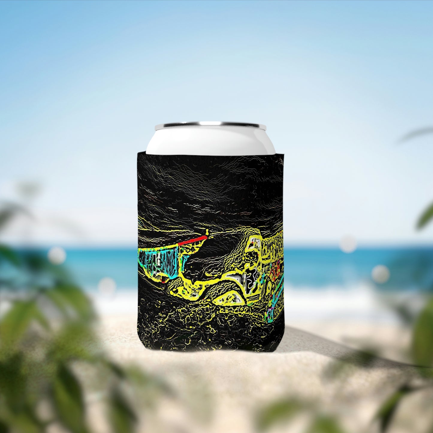 Can Cooler Sleeve ... "Snow Vehicle In Snow Storm At-Rest" ... Circa 12Mar23 ... Central Idaho ... 18-Hours Rendering Time: Original Works ...