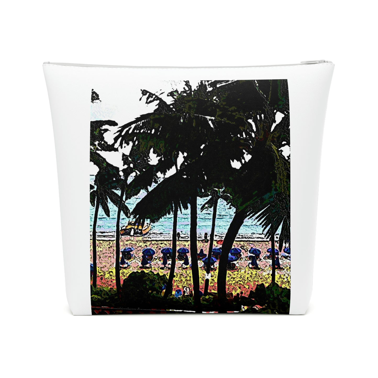Cotton Cosmetic Bag ... "A Beautiful Beach Amongst The Palms" ... The Outrigger Waikiki, Honolulu, Oahu ... Original Works ...