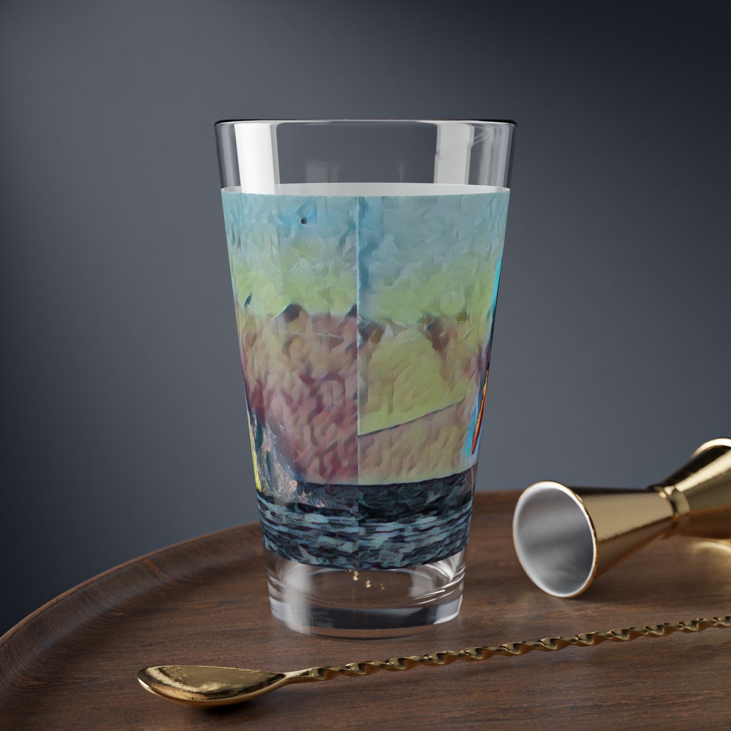 Mixing Glass, 16oz ... An Extraordinary Humpback Breach ... 'With Explosive Energy' ... Family Archives (KPH) ... Circa: 21st Century. Maui, HI ... Original Works ...