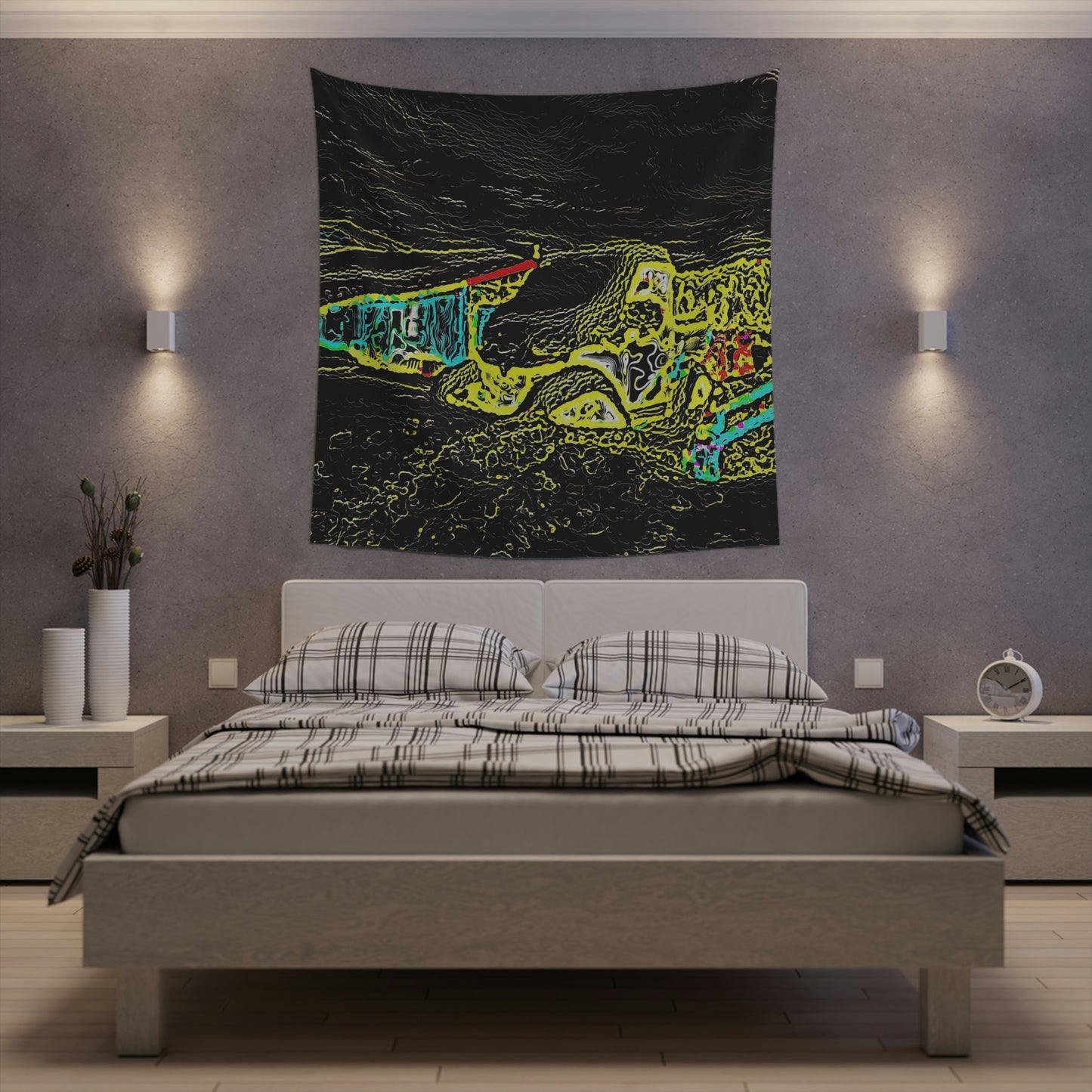 Printed Wall Tapestry ... "Snow Vehicle In Snow Storm At-Rest" ... Circa 12Mar23 ... Central Idaho ... 18-Hours Rendering Time: Original Works ...