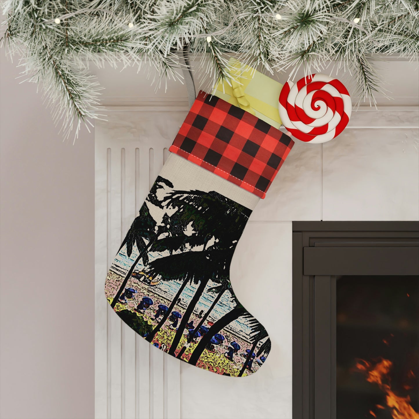 Christmas Stocking ...  "A Beautiful Beach Amongst The Palms" ... The Outrigger Waikiki, Honolulu, Oahu ... Original Works ...