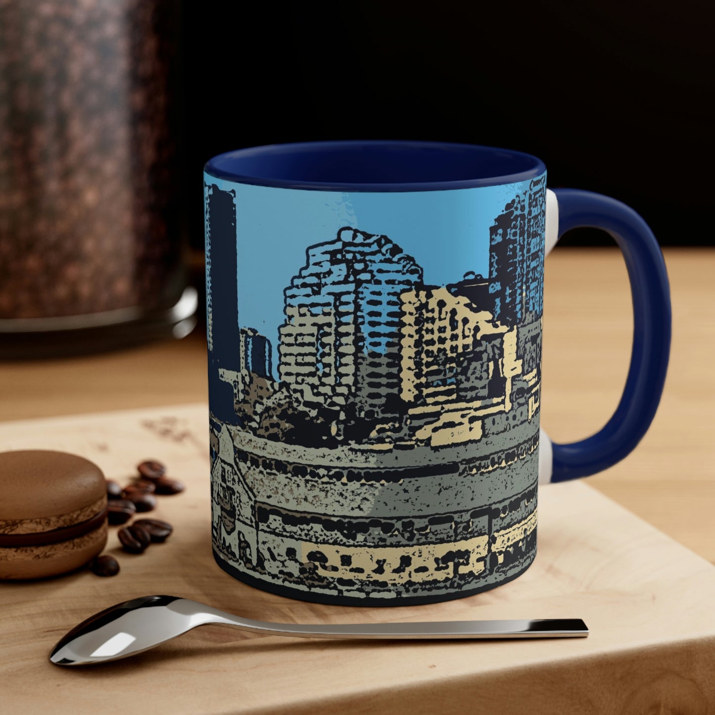 Accent Coffee Mug, 11oz ... That Classic Wheel ... 'Seattle's Wheel' ... & An Old Classic Waterside Vendors ...  'Family Archives' ... Original Works ...