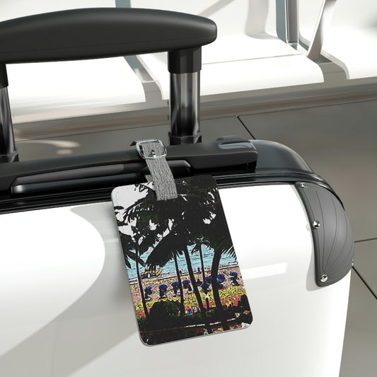 Saffiano Polyester Luggage Tag, Rectangle ... "A Beautiful Beach Amongst The Palms" ... The Outrigger Waikiki, Honolulu, Oahu ... Original Works ...