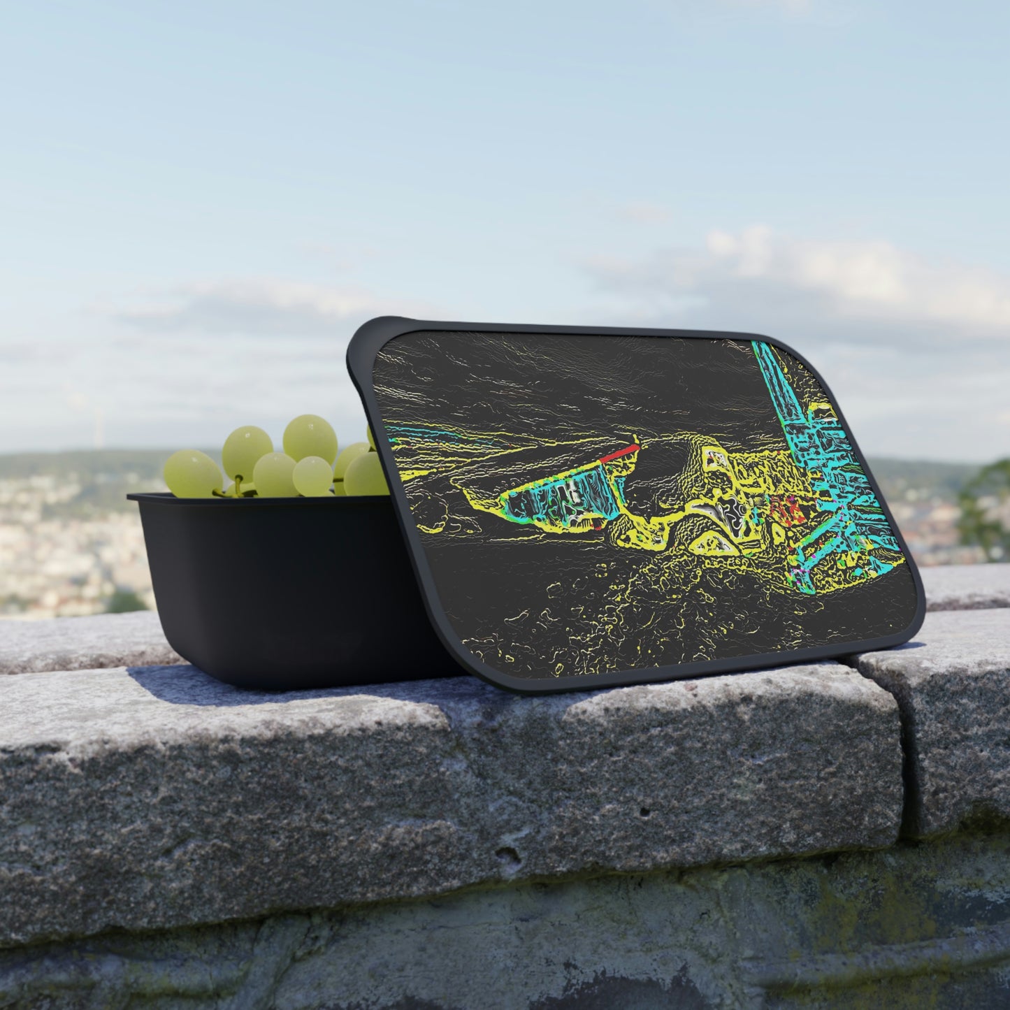 PLA Bento Box with Band and Utensils ... "Snow Vehicle In Snow Storm At-Rest" ... Circa 12Mar23 ... Central Idaho ... 18-Hours Rendering Time: Original Works ...