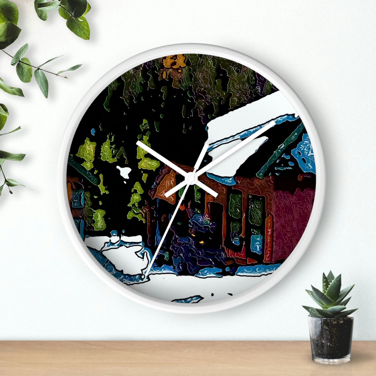 Wall clock ... "A Rider Passeth-Through-It" ... Colors Galore & A Bit Of Impressionism ... Original Works. Winter 2021. Central Idaho. Rendering Time: 12 Hours ...