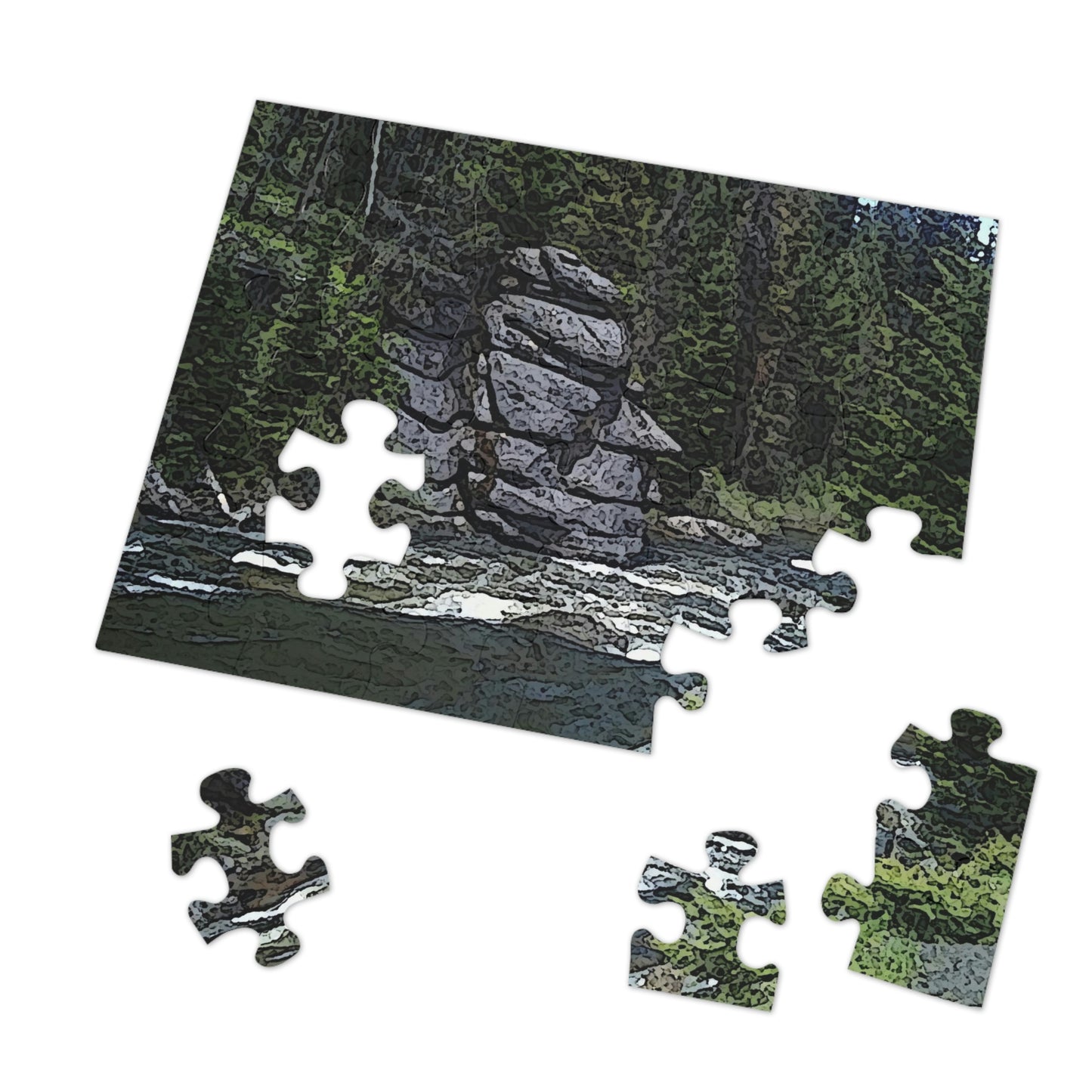 Jigsaw Puzzle (30, 110, 252, 500,1000-Piece) ..."I Am Innocent" ... Tricky-Dick Immortalized ... Nixon Rock: Along The River ... Central Idaho, Summer 2020 ... Original Works ...