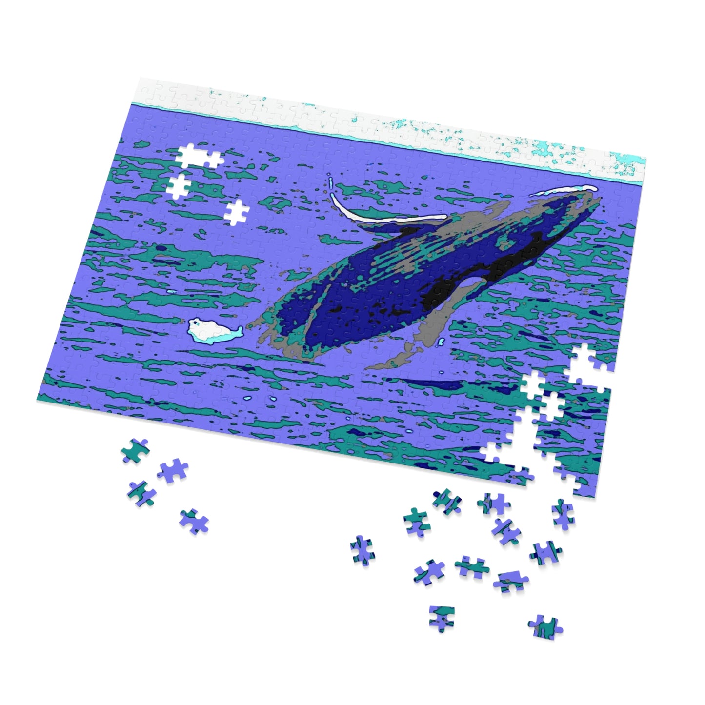 Jigsaw Puzzle (30, 110, 252, 500,1000-Piece) ... Baby Humpback Breaching ... Maui, HI: April 2022 ... "Family Archives: KPH" ... Original Works ...