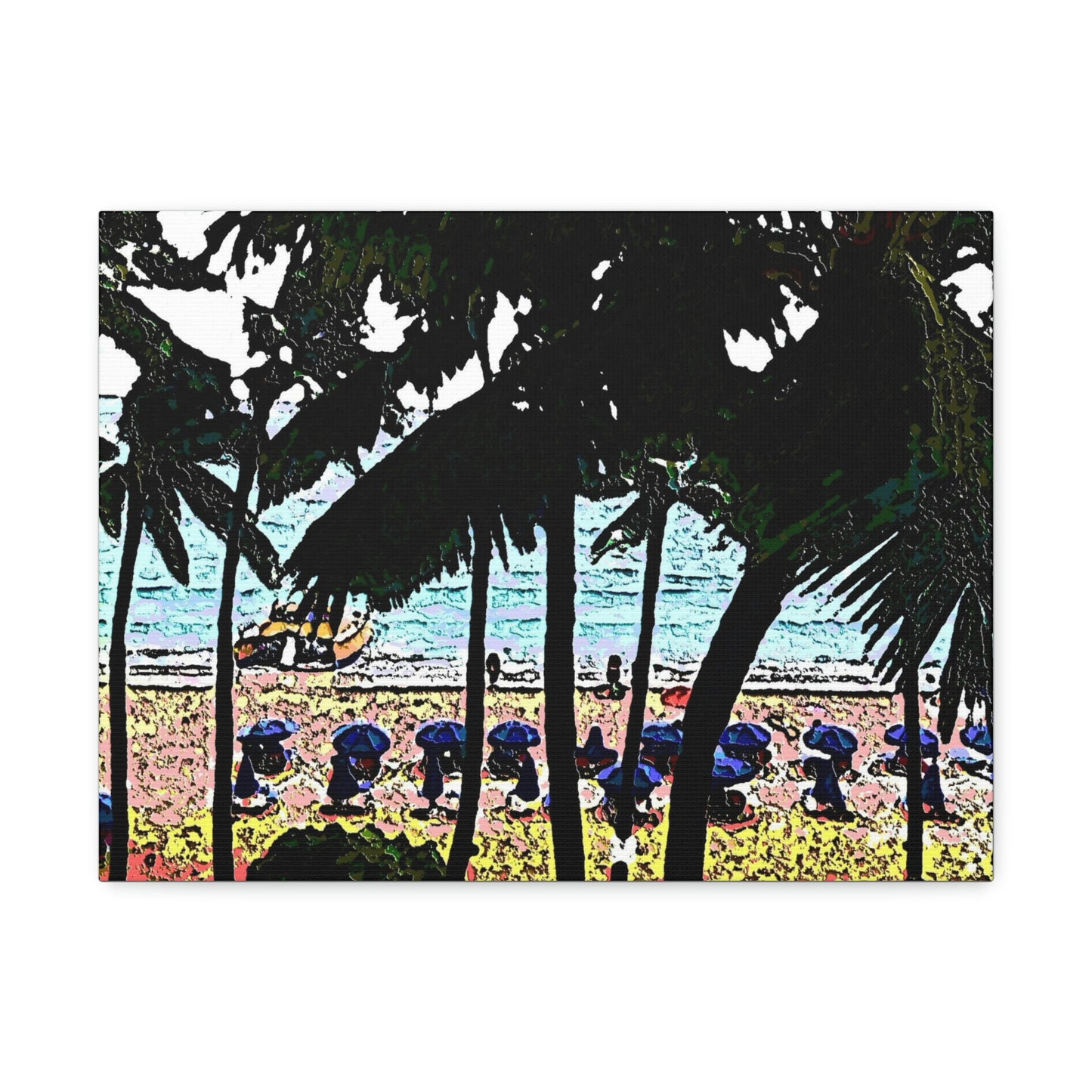 Satin Canvas, Stretched ... "A Beautiful Beach Amongst The Palms" ... The Outrigger Waikiki, Honolulu, Oahu ... Original Works ...