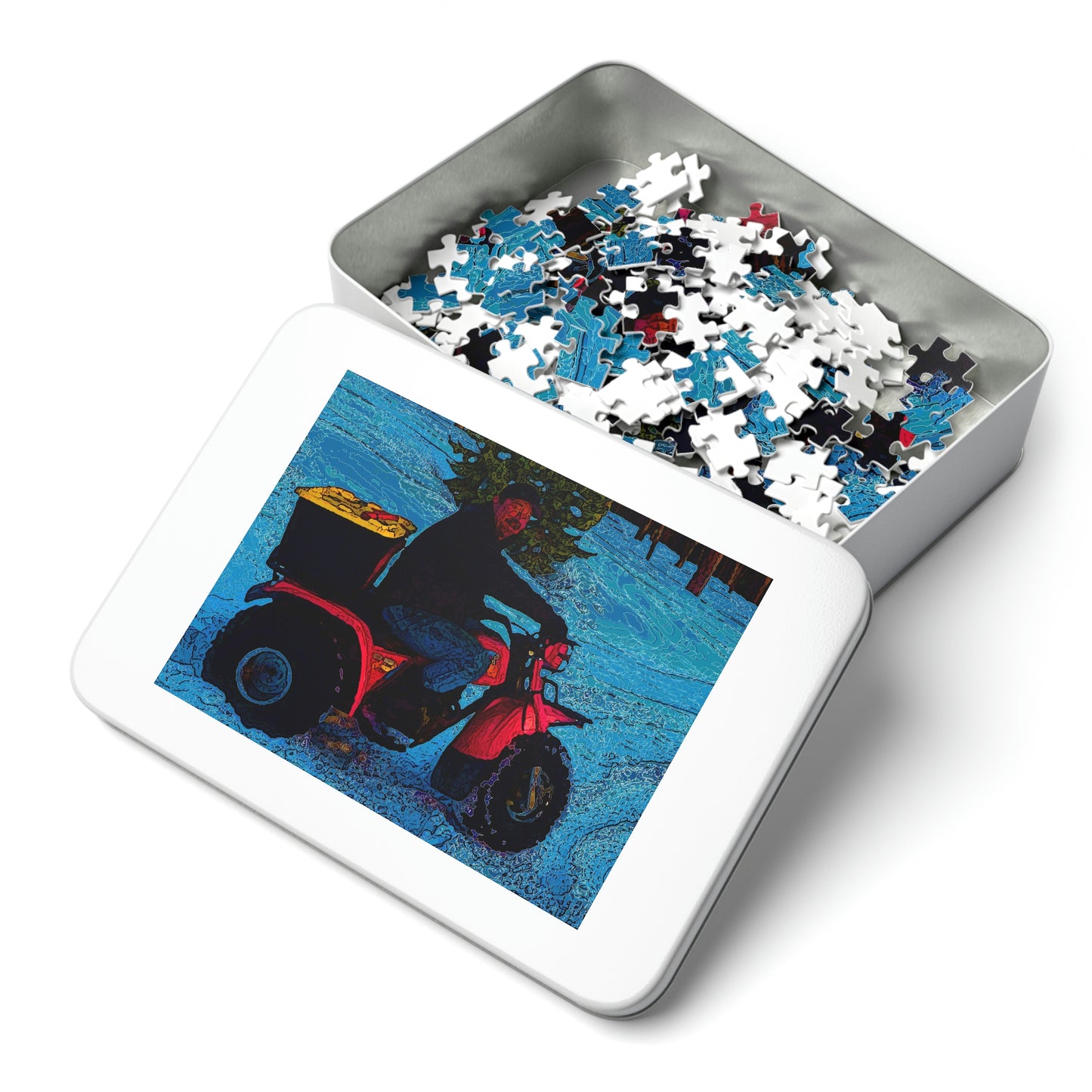 Jigsaw Puzzle (30, 110, 252, 500,1000-Piece) ... There's 2-Wheelin ... There's 4-Wheelin ... 'And-Of-Course' ... "There's 3-Wheelin-In-The-Snow" ...  Original Works ...