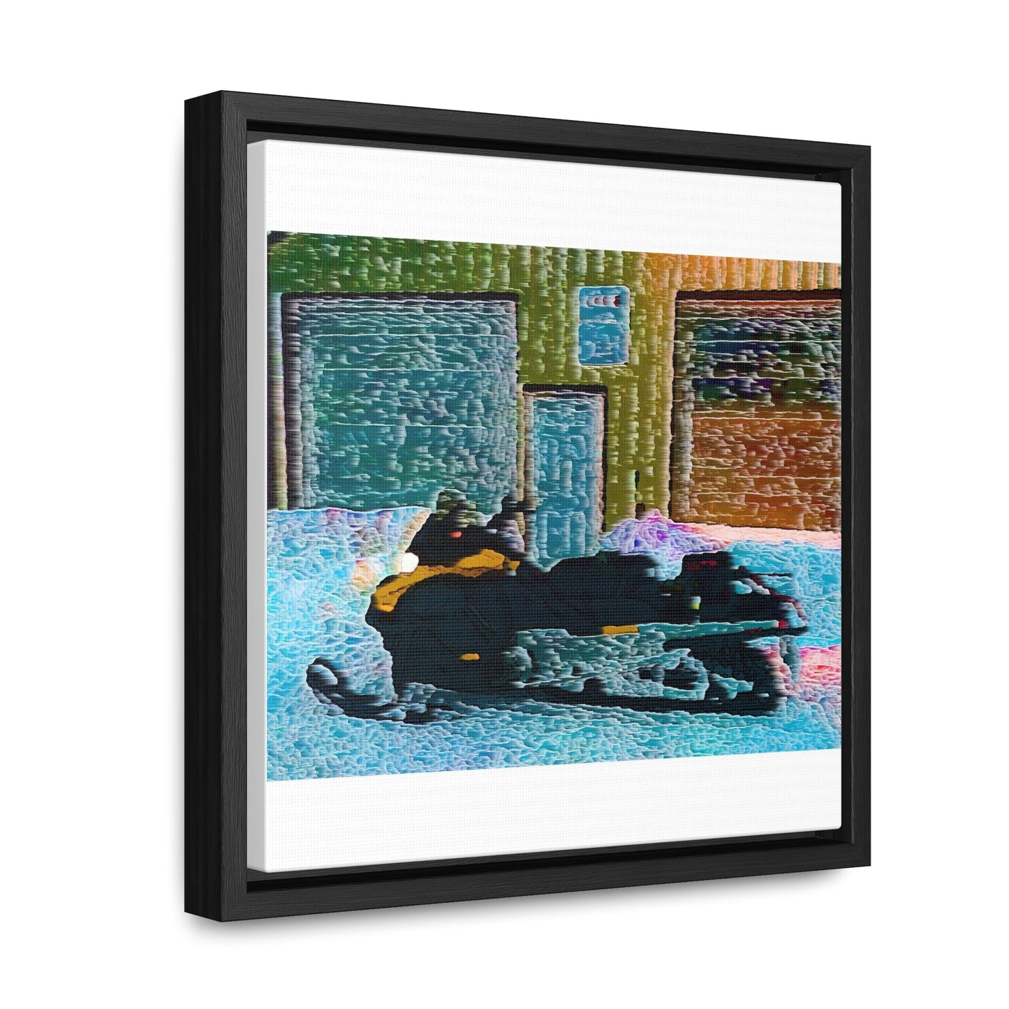 Gallery Canvas Wraps, Square Frame ... Snowmobile & Impressionalism ... 'Collecting Mail & Packages' .... Dixie, Idaho, USA ... Original Works: 10 Hours Rendering Time ...
