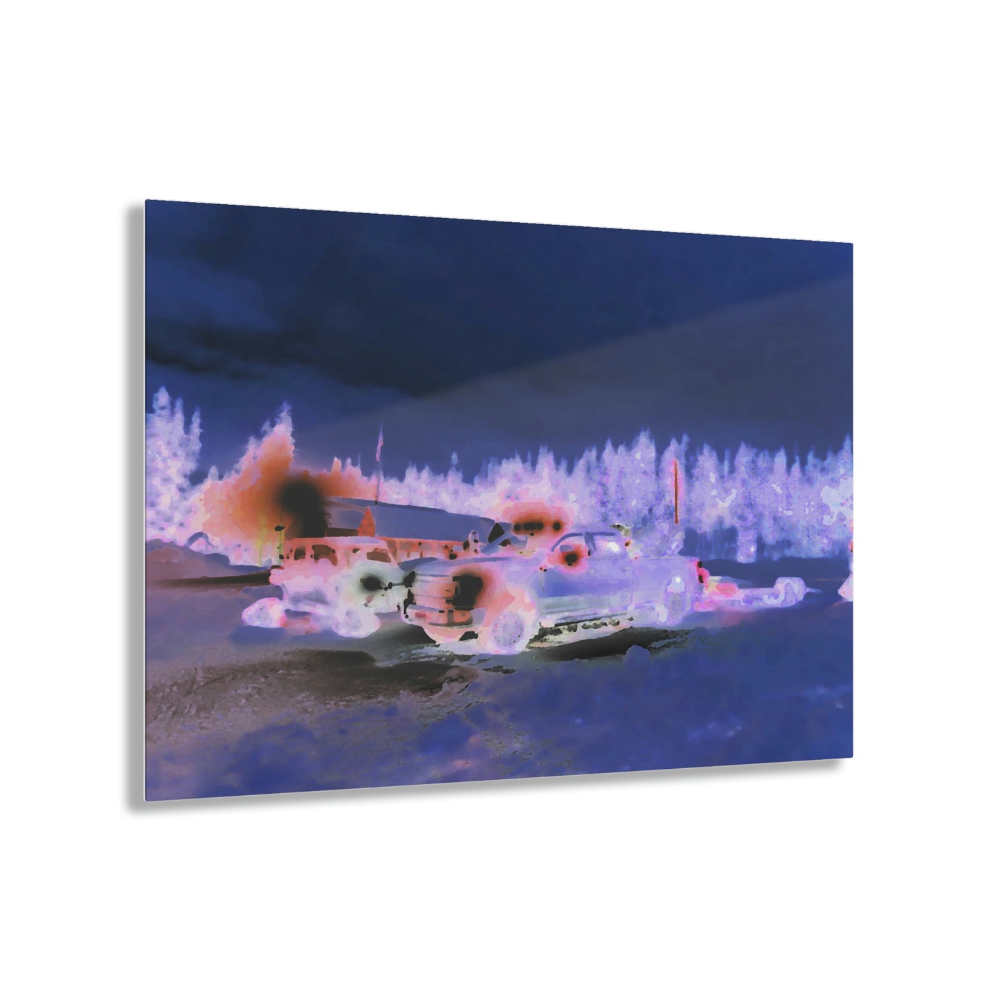 Acrylic Prints ... "Two Vehicles Converge On A Very Early, Cold, Snowy Morning ... Downtown Dixie, Idaho" ... Circa 4Jan23 ... Original Works ...