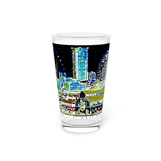 Pint Glass, 16oz ... That Classic Wheel ... 'Seattle's Wheel' ... & Old Classic Waterside Vendors ...  'Family Archives' ... Original Works ...