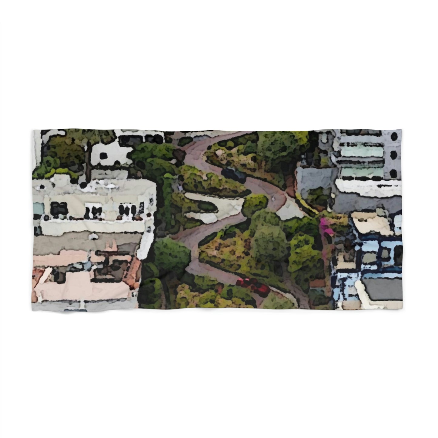 Beach Towel ... A Crazy Street ... 'Eight Winding Curve-Switchbacks' ... "Lombard Street, San Francisco, CA' ... Family Archives: 1970's ... Original Works ...