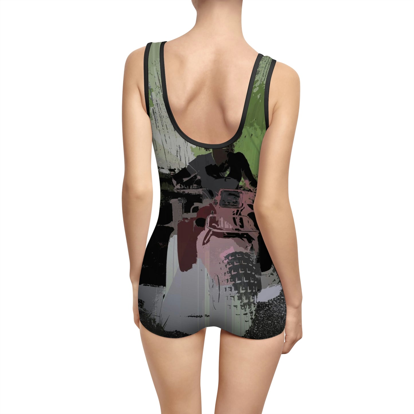Women's Vintage Swimsuit ... 3-Wheeln' N' Groovin The Mountain Roads ... Central Idaho ... Original Works ...