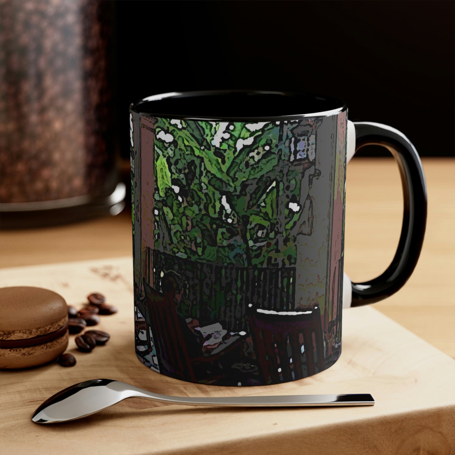 Accent Coffee Mug, 11oz ...  Lanai & Rocking Chairs At: 'The Pink Palace' ... The Royal Hawai'ian ... Honolulu, HI ... '27Oct2014' ... Original Works ...
