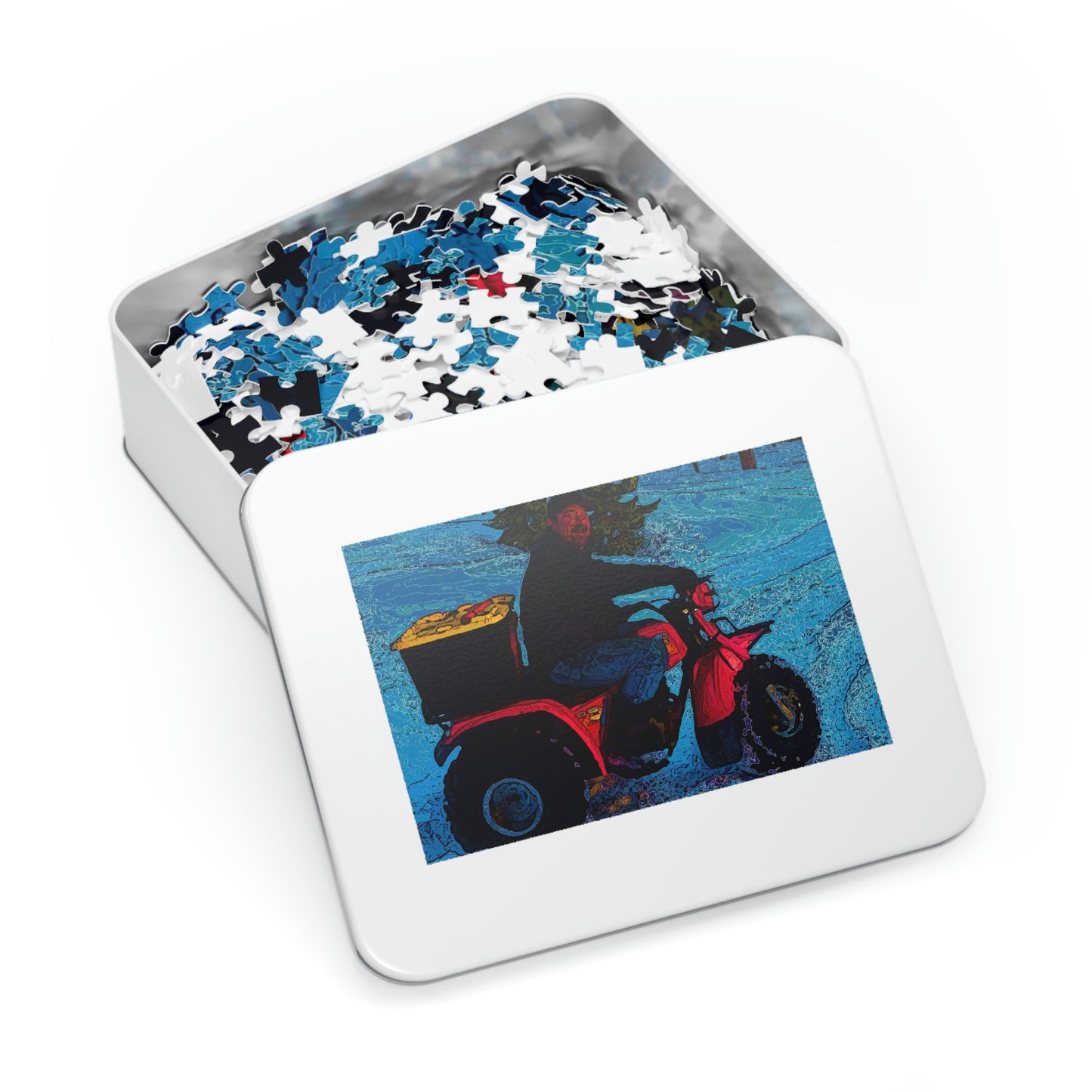 Jigsaw Puzzle (30, 110, 252, 500,1000-Piece) ... There's 2-Wheelin ... There's 4-Wheelin ... 'And-Of-Course' ... "There's 3-Wheelin-In-The-Snow" ...  Original Works ...