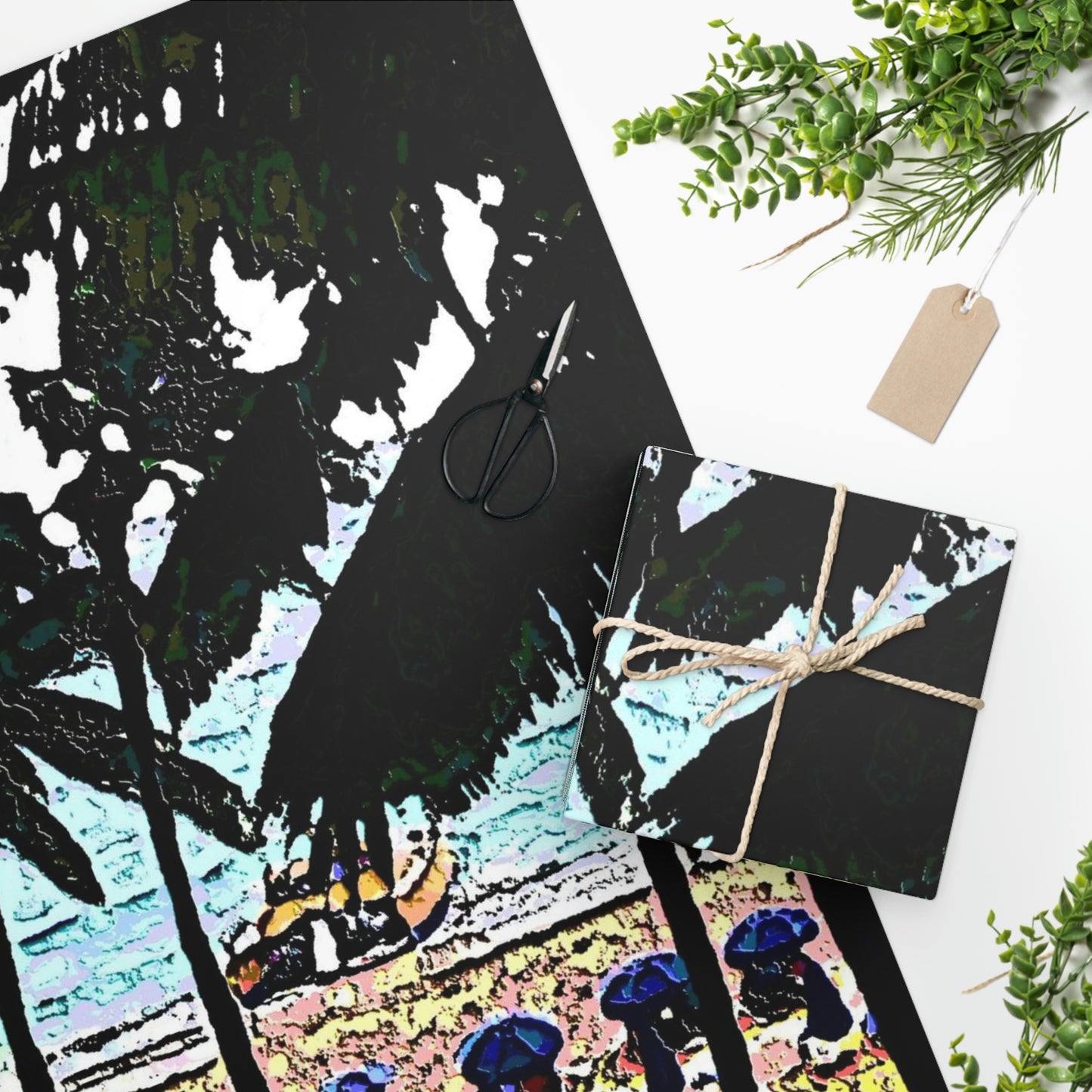 Wrapping Paper ...  "A Beautiful Beach Amongst The Palms" ... The Outrigger Waikiki, Honolulu, Oahu ... Original Works ...
