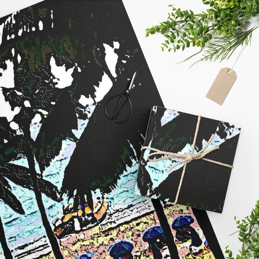 Wrapping Paper ...  "A Beautiful Beach Amongst The Palms" ... The Outrigger Waikiki, Honolulu, Oahu ... Original Works ...