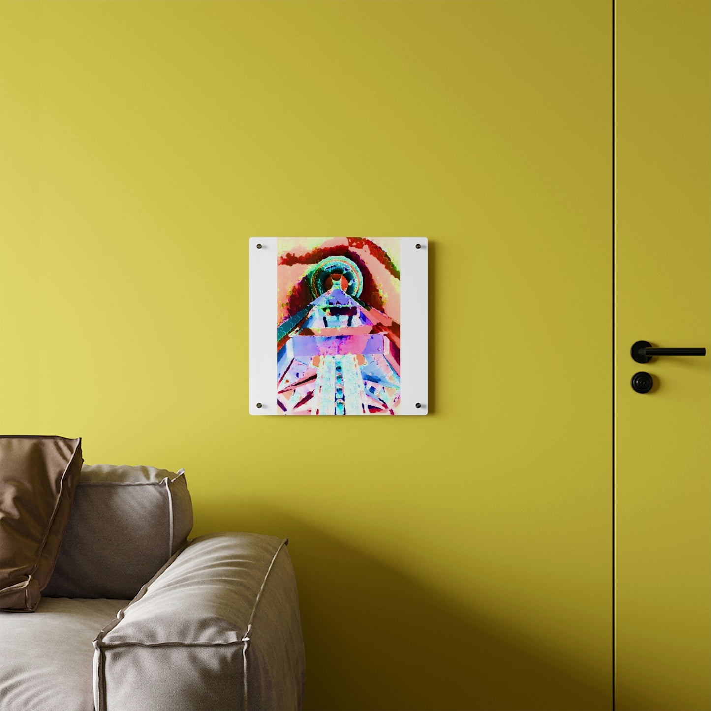 Acrylic Wall Art Panels ... "Seattle's World Fair" ... Below Space Needle 'Looking Up' ... On A Very Rainy Morning (Father's Family Photo). ... Original ...