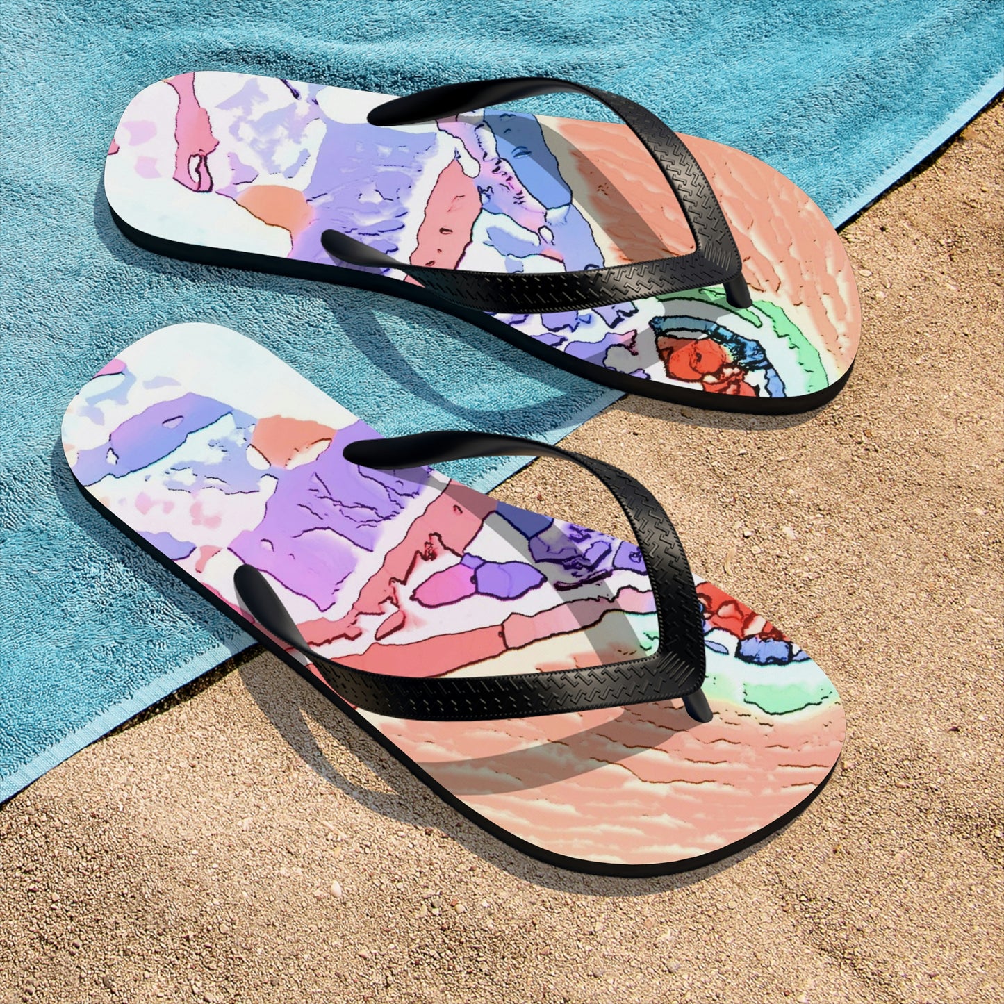Unisex Flip-Flops ... "Seattle's World Fair" ... Below Space Needle 'Looking Up' ... On A Very Rainy Morning (Father's Family Photo). ... Original ...