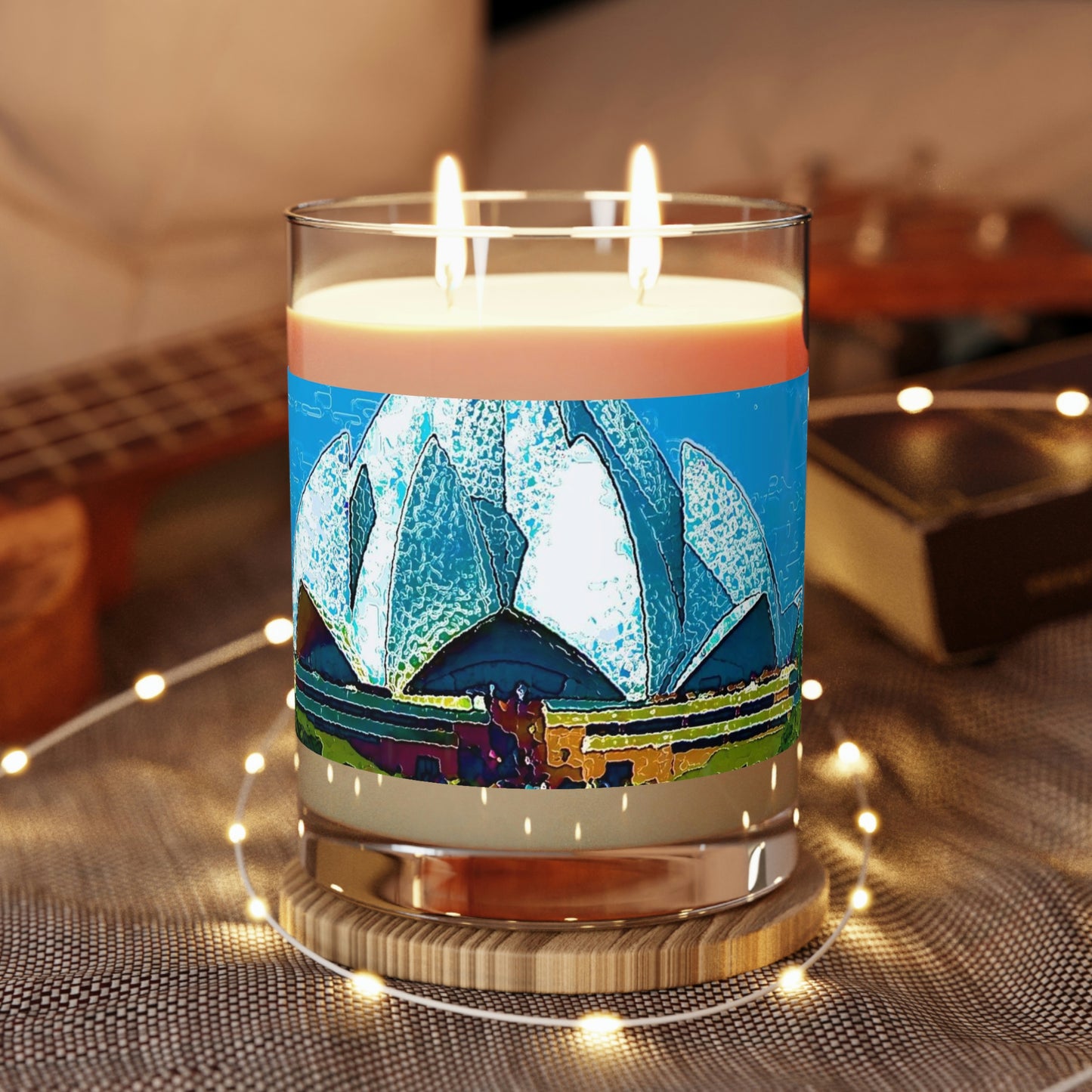 Scented Candle - Full Glass, 11oz ... 'Bahai'i House-Of-Worship' ... "Lotus Temple: Delhi, India, 2008" ... Original Works ...