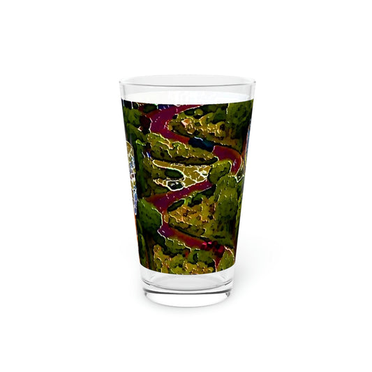 Pint Glass, 16oz ... A Crazy Street ... 'Eight Winding Curve-Switchbacks' ... "Lombard Street, San Francisco, CA' ... Family Archives: 1970's ... Original Works ...