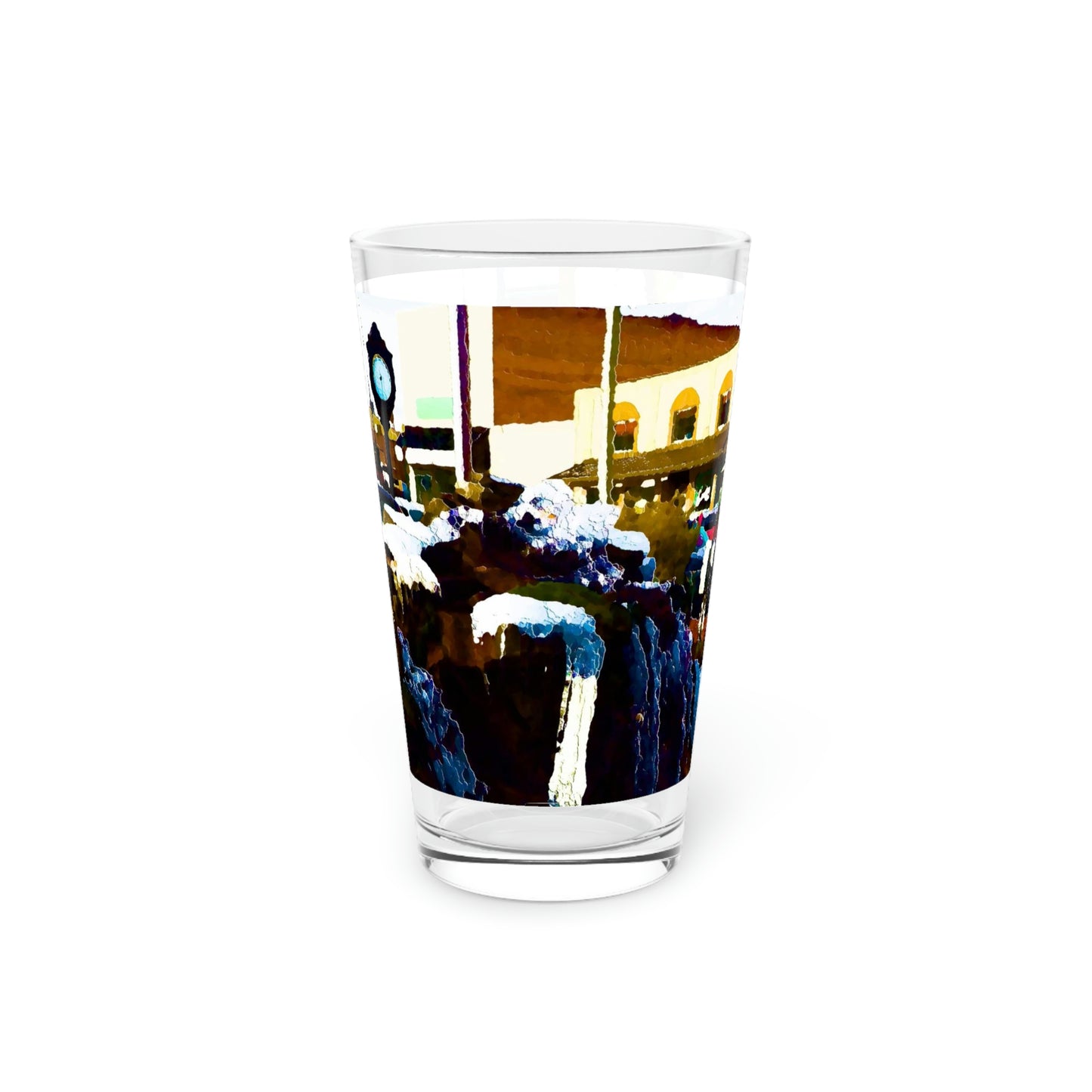 Pint Glass, 16oz ...  "Ice & Water Sculpted" ... Downtown Grangeville, Idaho ... Adjacent To Irwin Pharmacy ... 5Jan23 ... Original Works ...