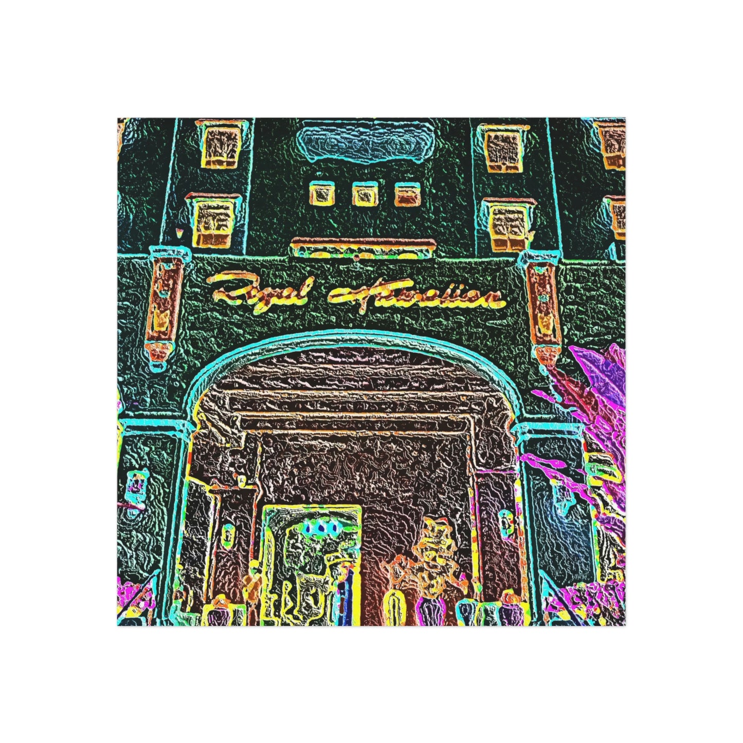 Square Magnet ... "La Grande Entree" At: 'The Pink Palace' ... The Royal Hawai'ian ... Honolulu, HI ... '27Oct2014' ... Original Works ...