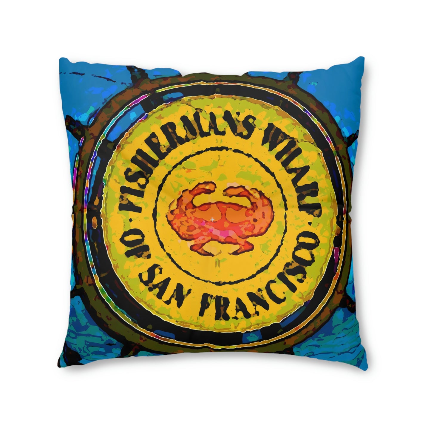 Tufted Floor Pillow, Square ... "No.9 Fishermen's Grotto - Fishermen's Wharf, SF, California" ... Family Archives: 1970's ... Original Works ...
