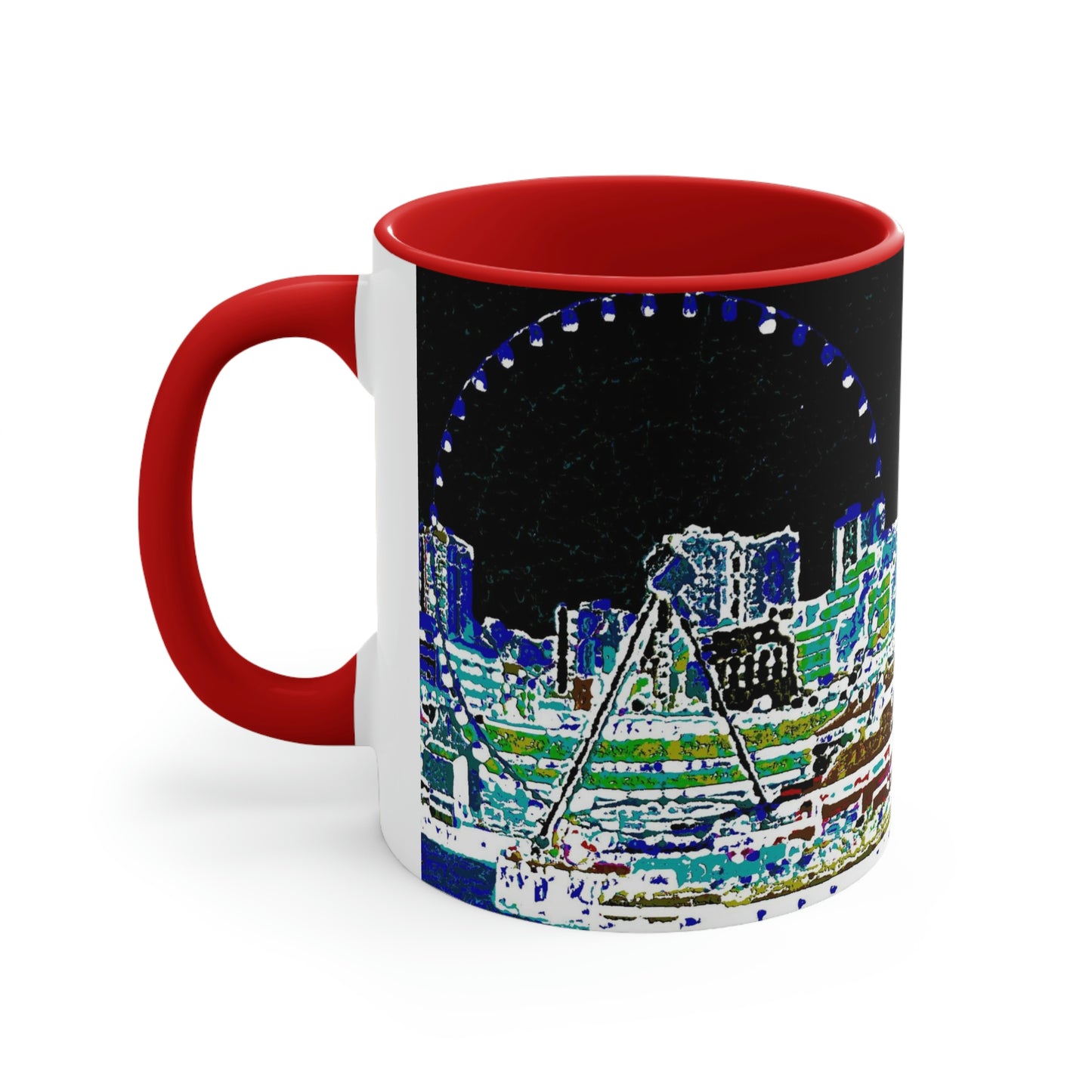 Accent Coffee Mug, 11oz ... That Classic Wheel ... 'Seattle's Wheel' ... & An Old Classic Waterside Vendors ...  'Family Archives' ... Original Works ...