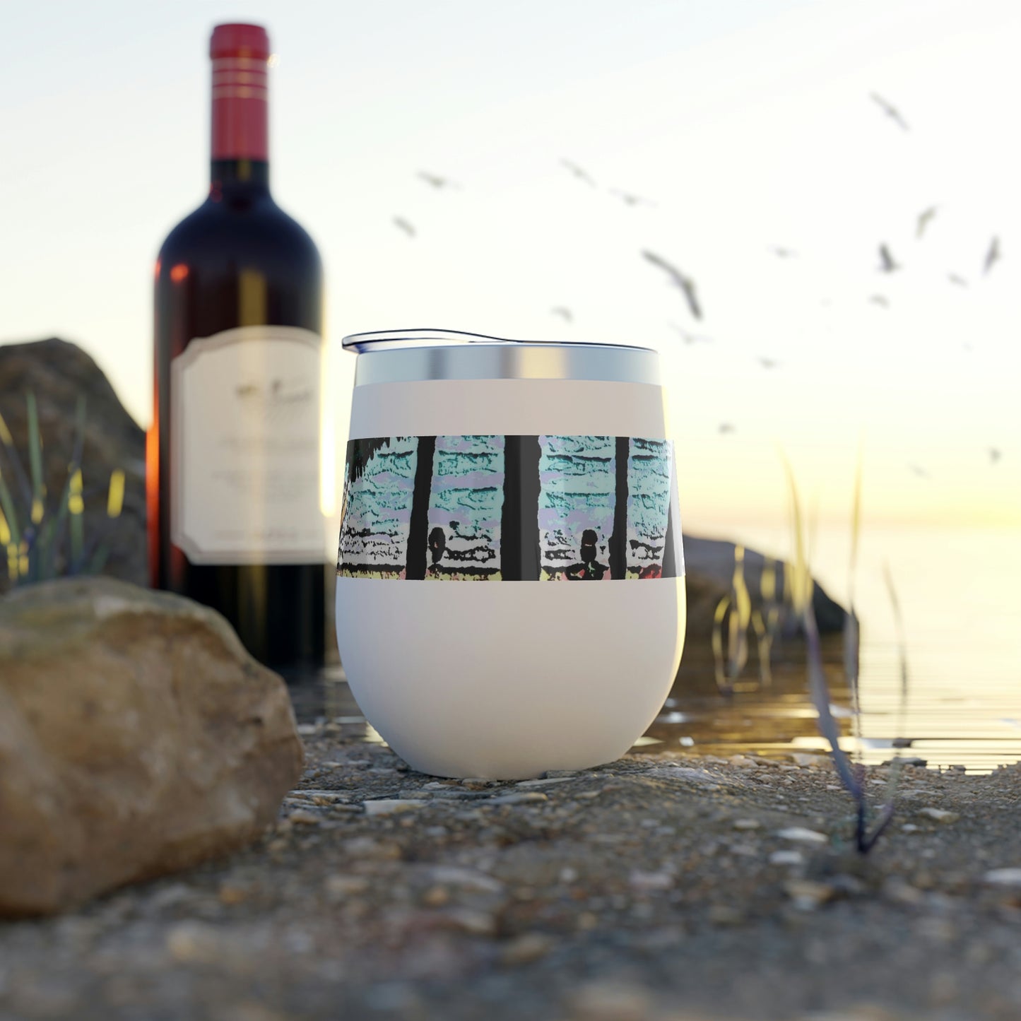 Copper Vacuum Insulated Cup, 12oz ... "A Beautiful Beach Amongst The Palms" ... The Outrigger Waikiki, Honolulu, Oahu ... Original Works ...